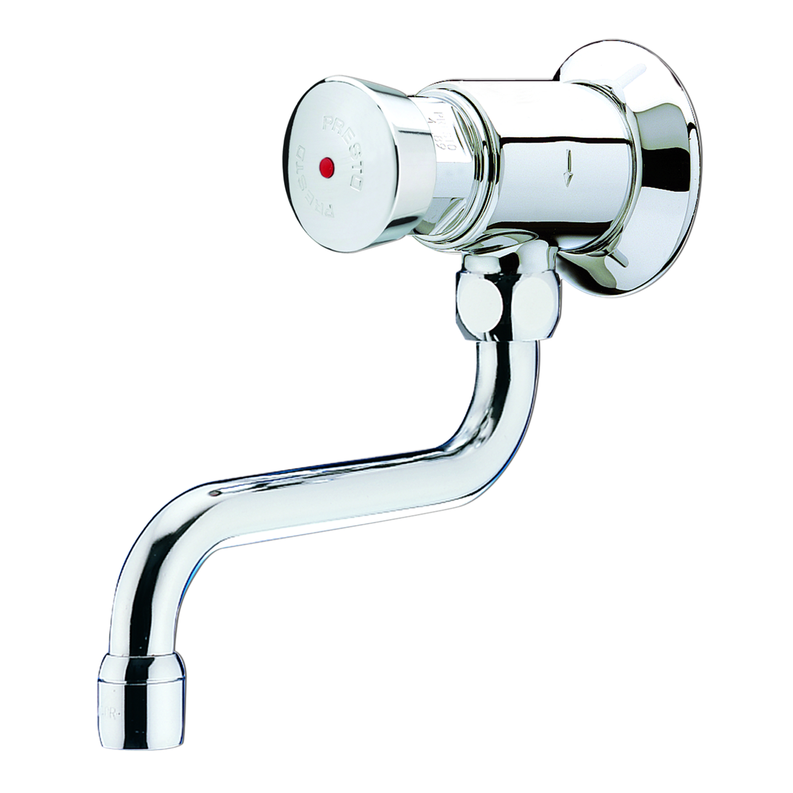 Robinet lavabo mural temporisé 15s chaud G1/2 bec tournant PRESTO - 31814