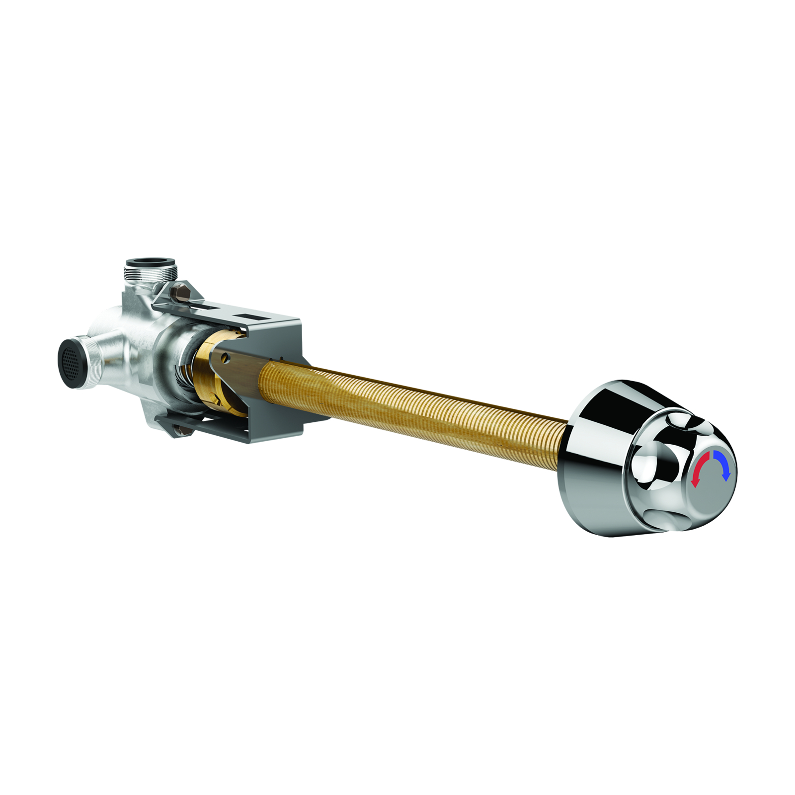 Mitigeur de douche temporisé cloison longue 100 mm bouton poussoir 30s PRESTO - 35026