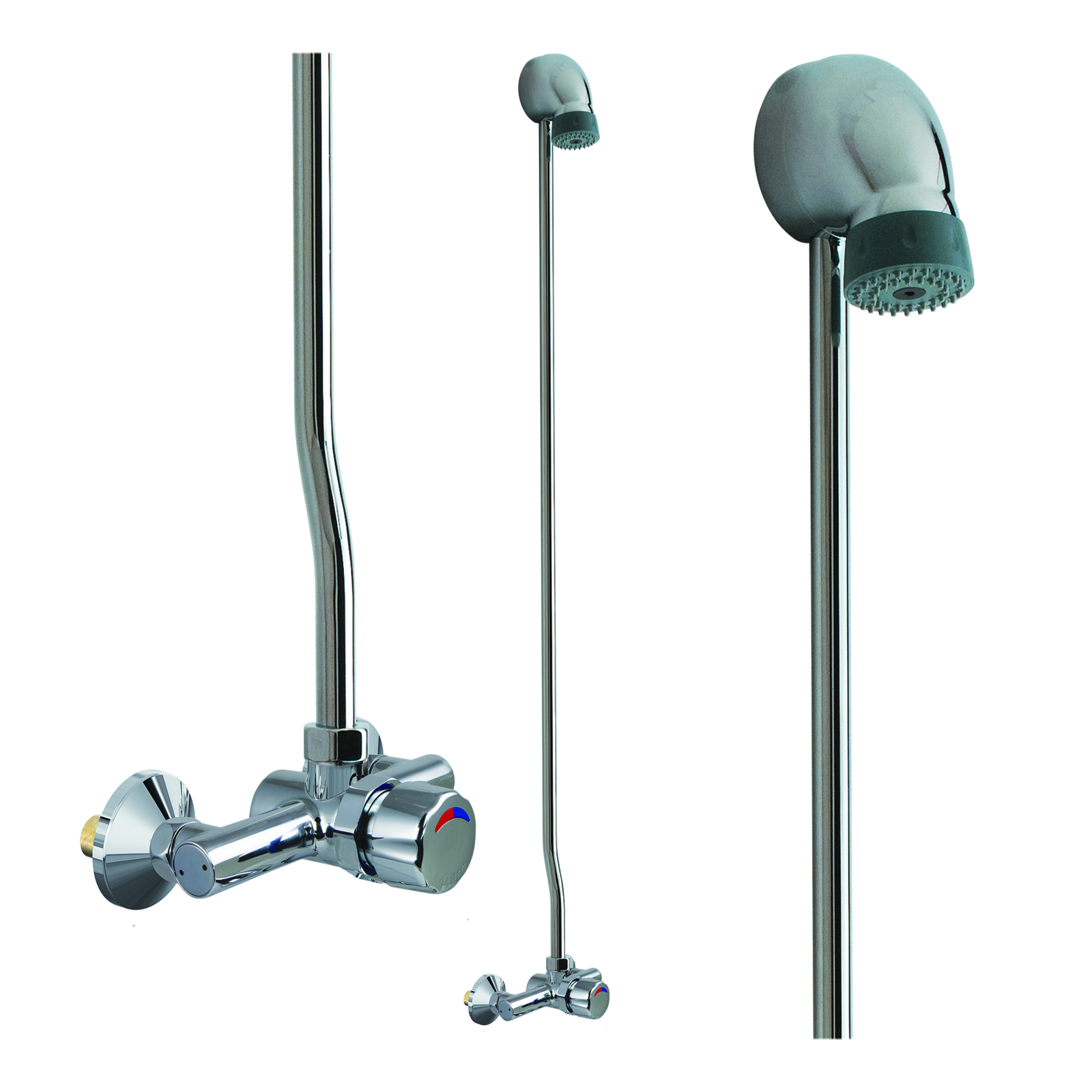 Mitigeur de douche temporisé applique monobloc kit pomme fixe et raccords PRESTO - 35304