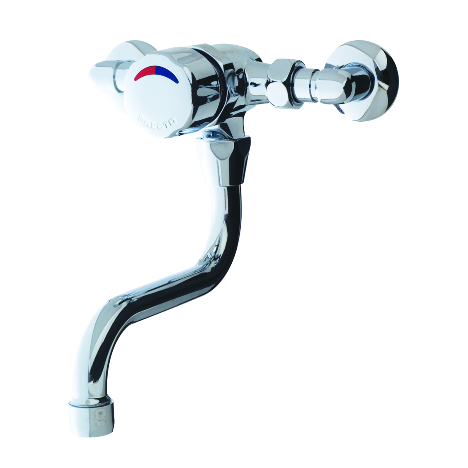 Mitigeur lavabo mural temporisé bec tournant 15 s 5 l/min avec raccords coudés chromé PRESTO - 35809