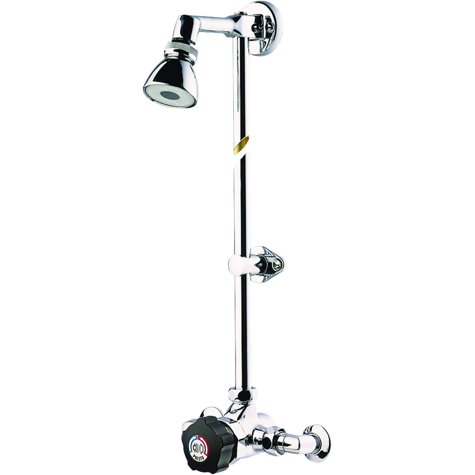 Mitigeur douche temporisé applique kit pomme orientable raccords noirs PRESTO - 35815