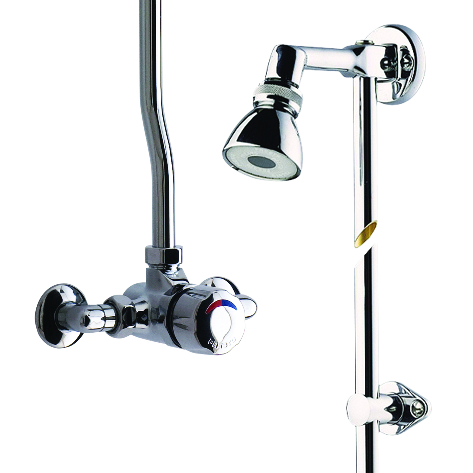 Mitigeur douche temporisé applique kit pomme orientable raccords BC PRESTO - 35816