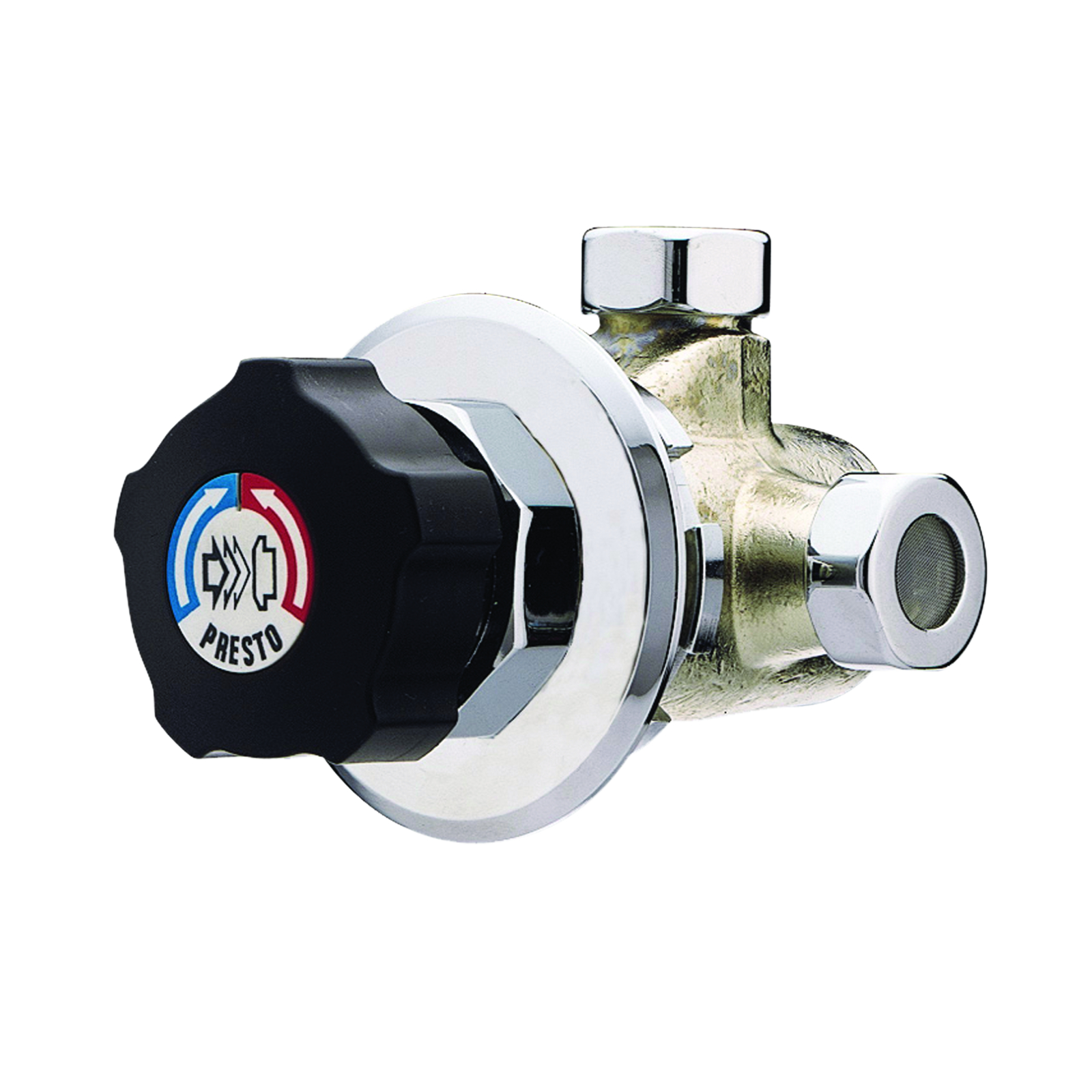 Mitigeur douche temporisé cloison fine 8 l/min sans raccord bouton noir PRESTO - 35906