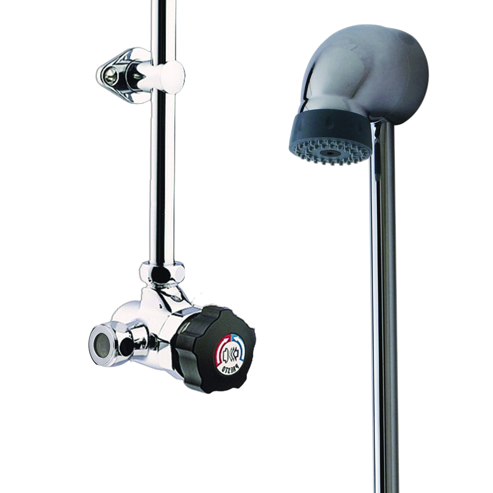 Mitigeur de douche temporisé applique kit pomme fixe bouton noir PRESTO - 35921