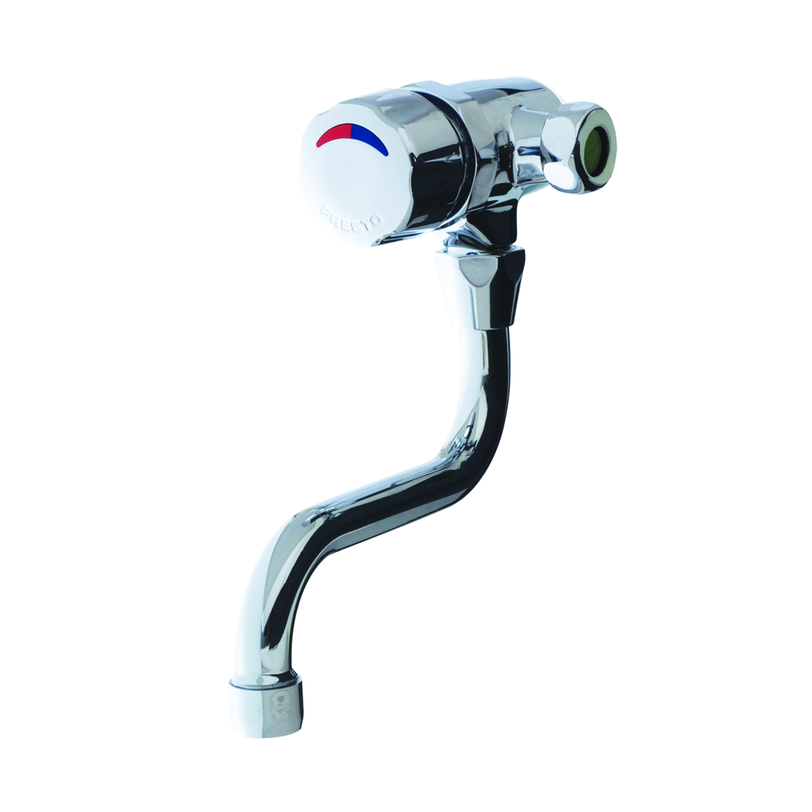 Mitigeur lavabo mural temporisé bec tournant 15s 5l/min sans raccord chromé PRESTO - 35963