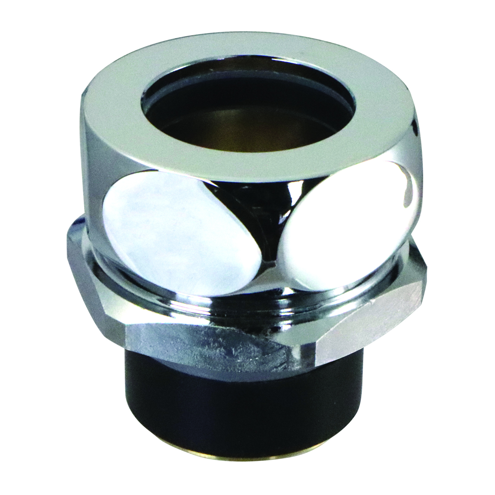 Nez de jonction chasse Ø35-36 mm tube Ø28 mm avec rosace chromée PRESTO - 45435