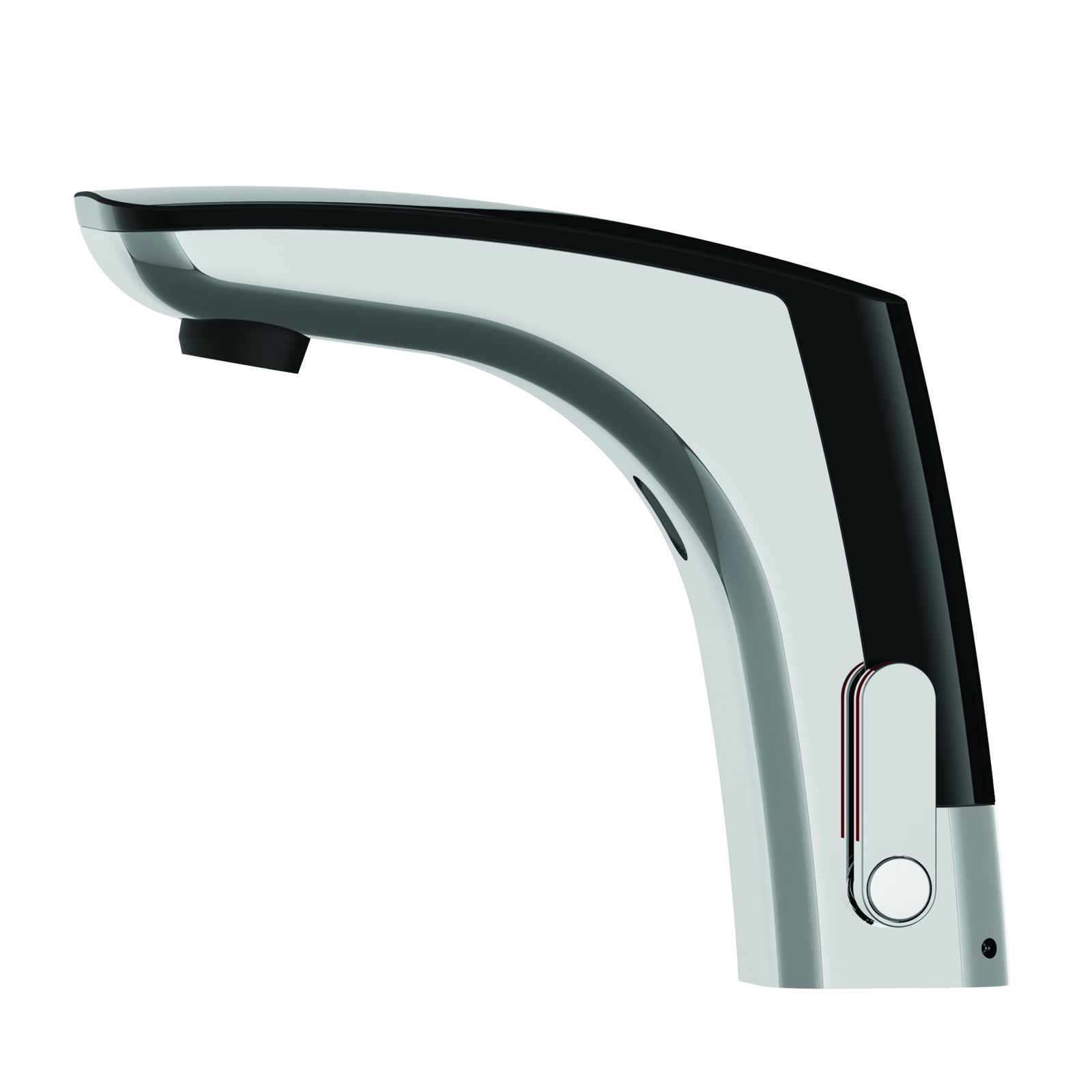 Mitigeur lavabo sur plage 3 l/min piles 6V chrome/noir avec robinets d'arrêt PRESTO - 55391
