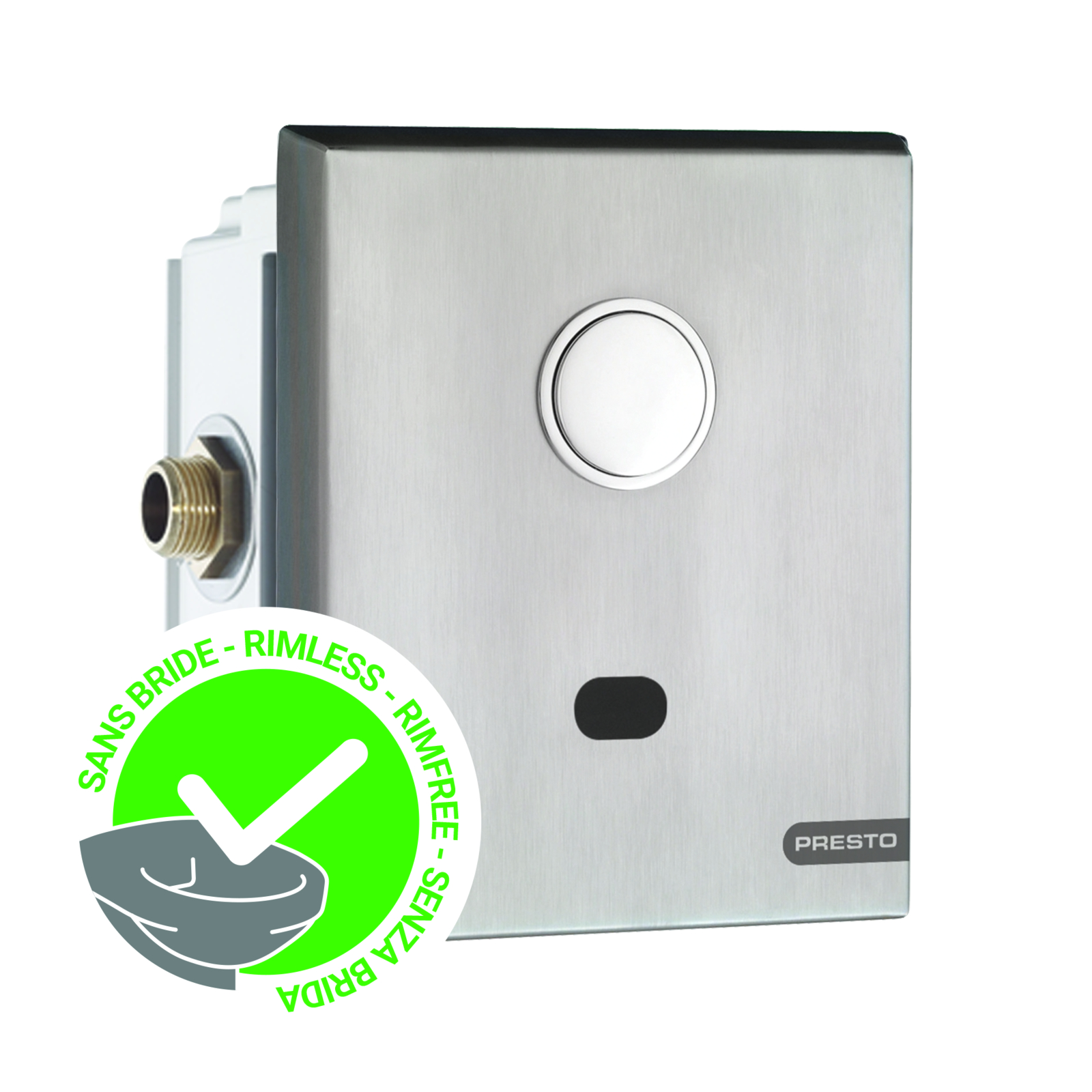 Robinet chasse encastré inox 2-4L secteur WC sans bride P7100XL N ECO PRESTO - 55418SB