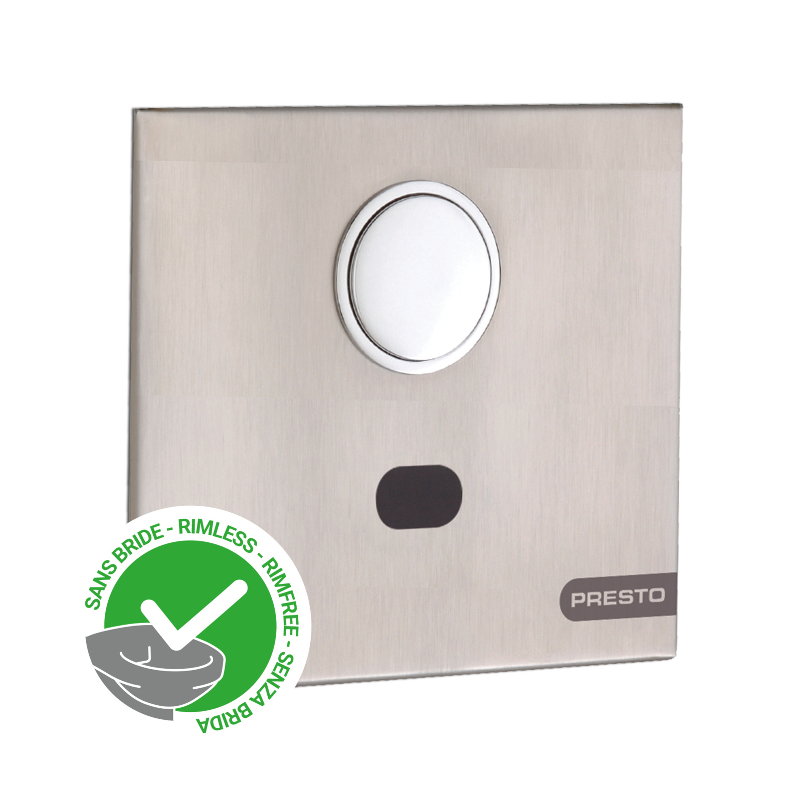 Robinet chasse directe électronique cloison inox 4-6 L sans bride secteur PRESTO - 55436SB