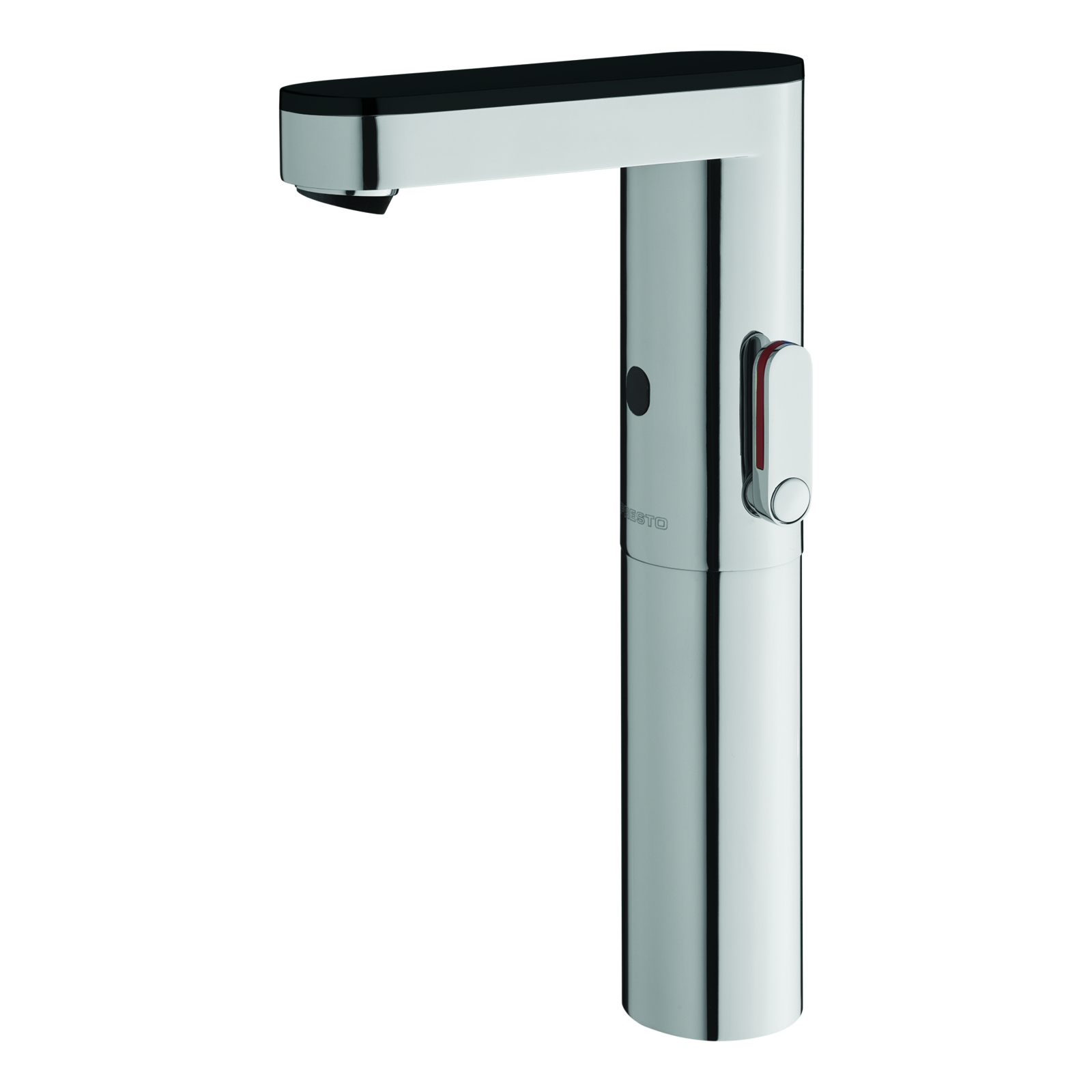Robinet mitigeur rehausse 3 l/min piles 6V capot noir avec robinets d'arrêt PRESTO - 56207