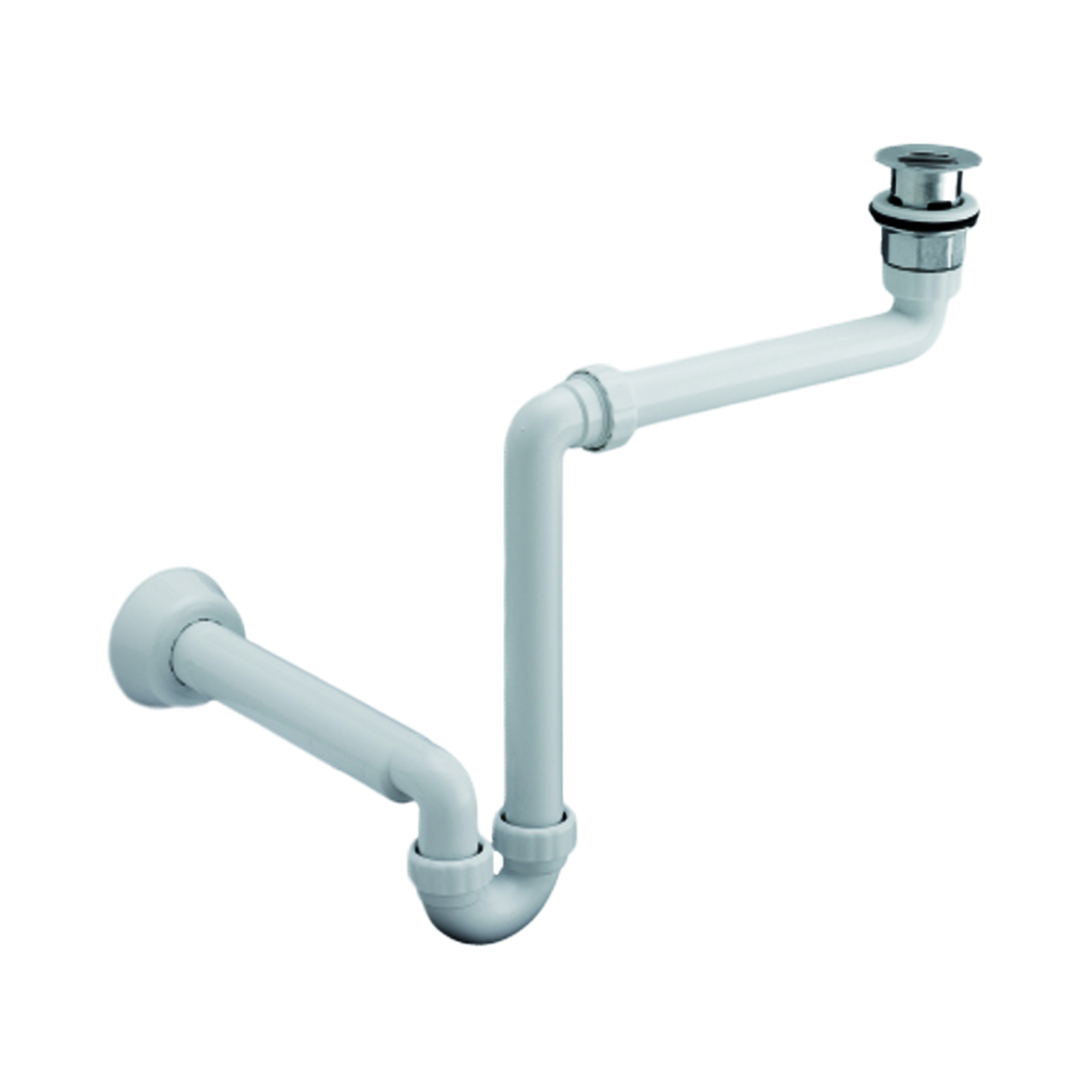 Siphon avec bonde déportée PMR lavabo fixe PVC blanc PRESTO - 60009
