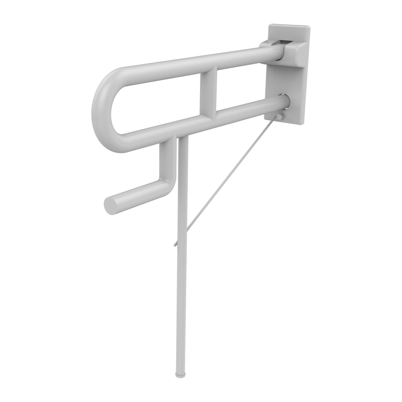 Barre relevable avec béquille ø34 650 mm aluminium ABS antibactérien blanc PRESTO - 60773
