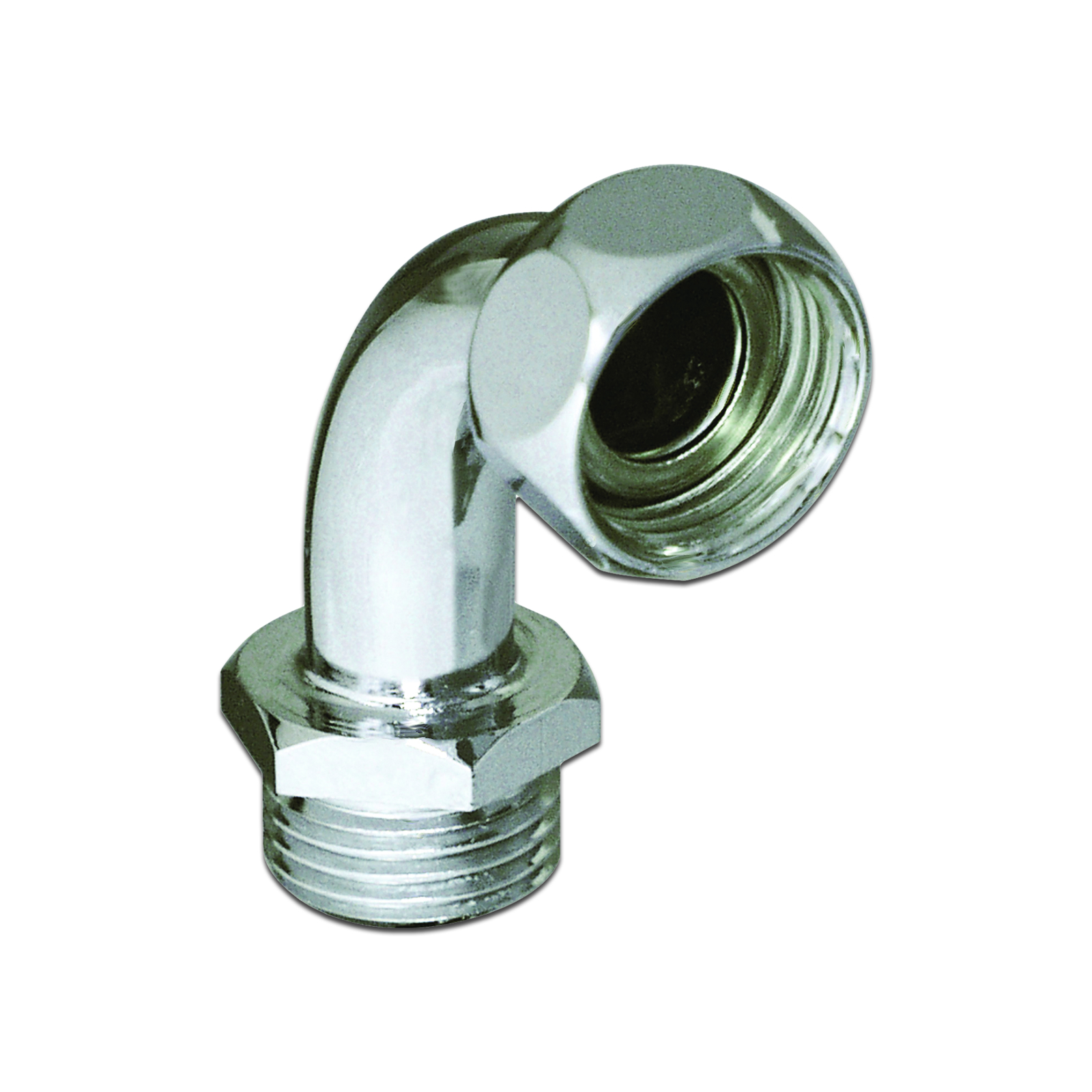 Coude chrome 6 pans mâle 1/2 x femelle 1/2 écrou pris PRESTO - 70254