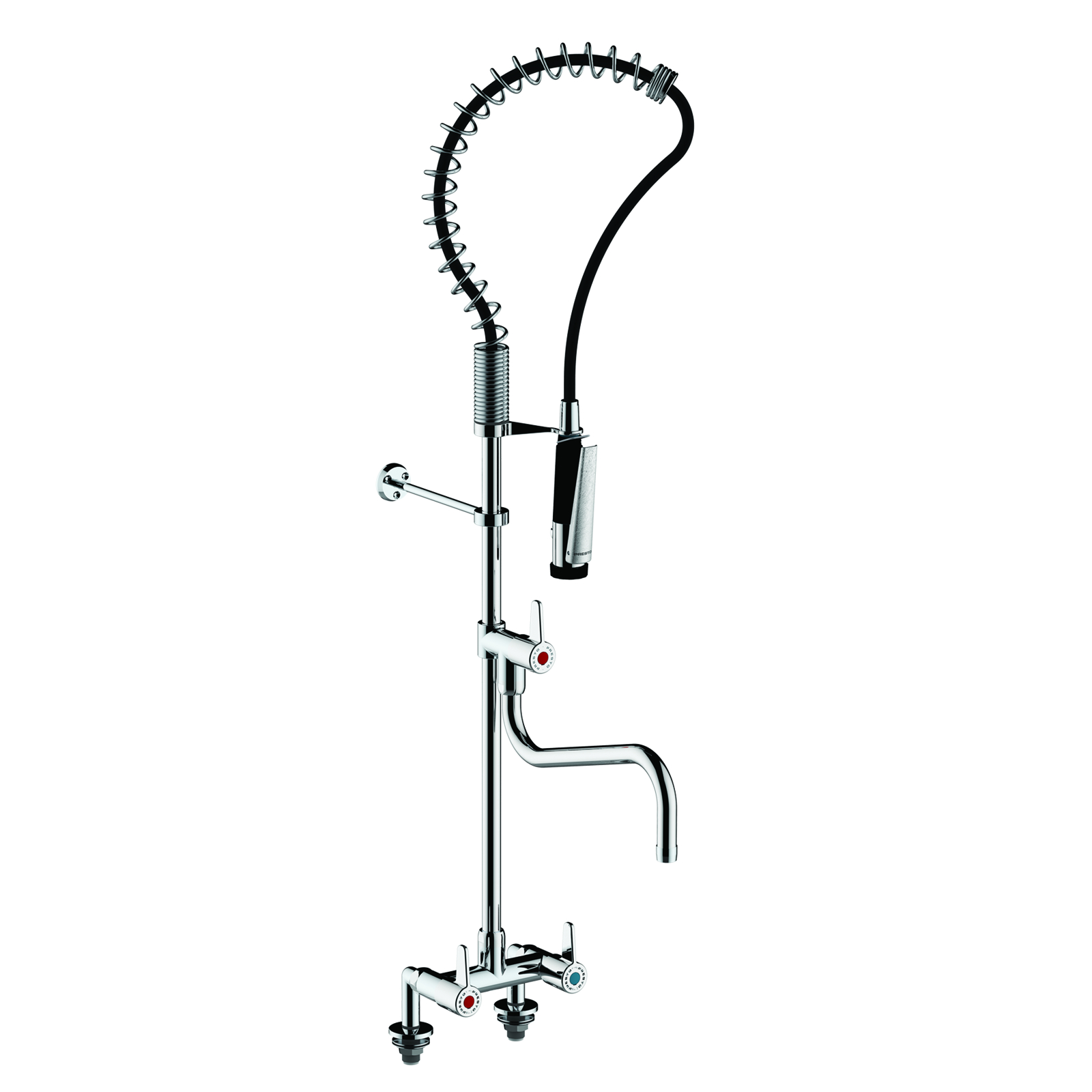 Colonne mélangeur 2 trous avec douchette 2 jets bec 300 mm PRESTO - 70828
