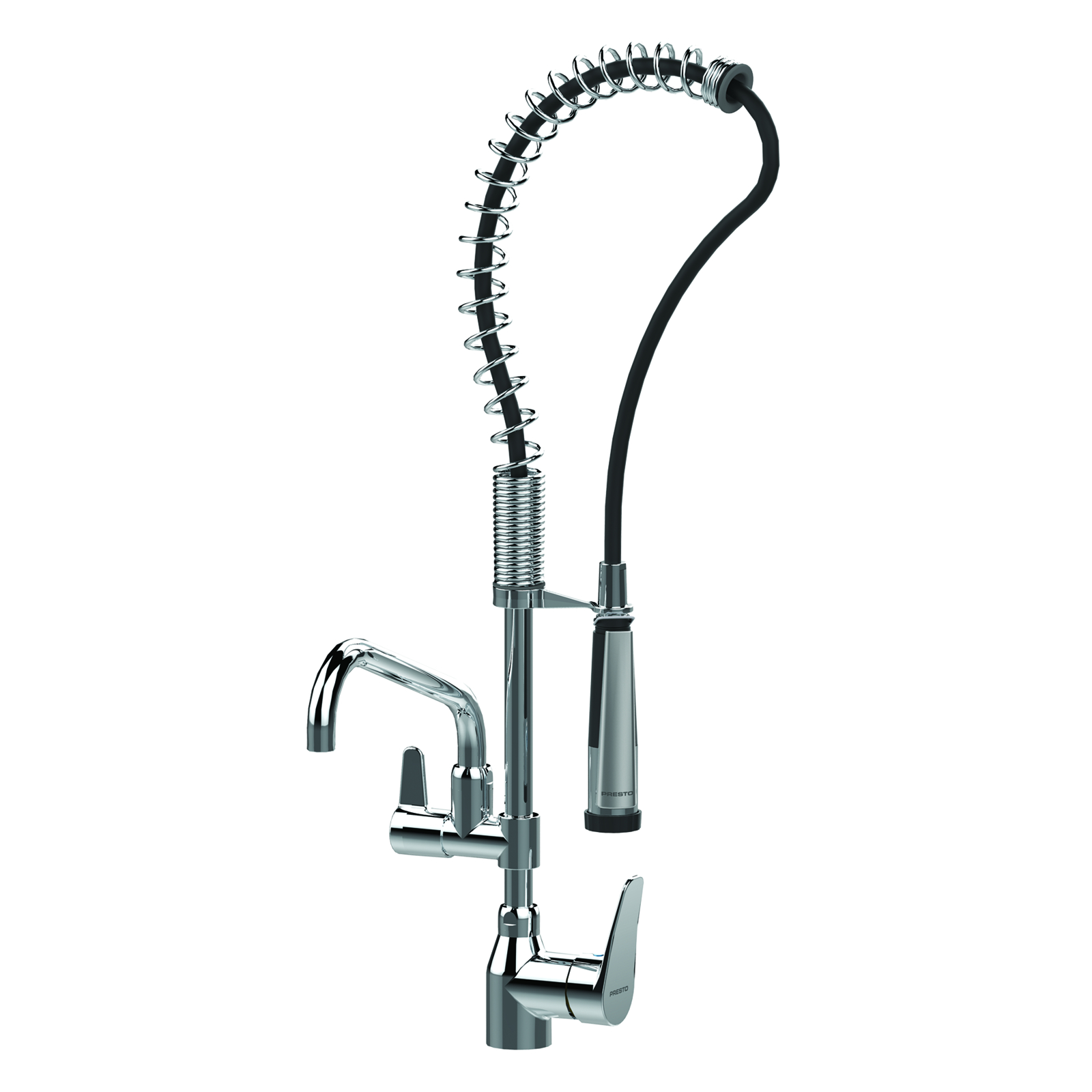 Mini colonne mitigeur sur plage avec douchette 2 jets bec 250 mm PRESTO - 70831