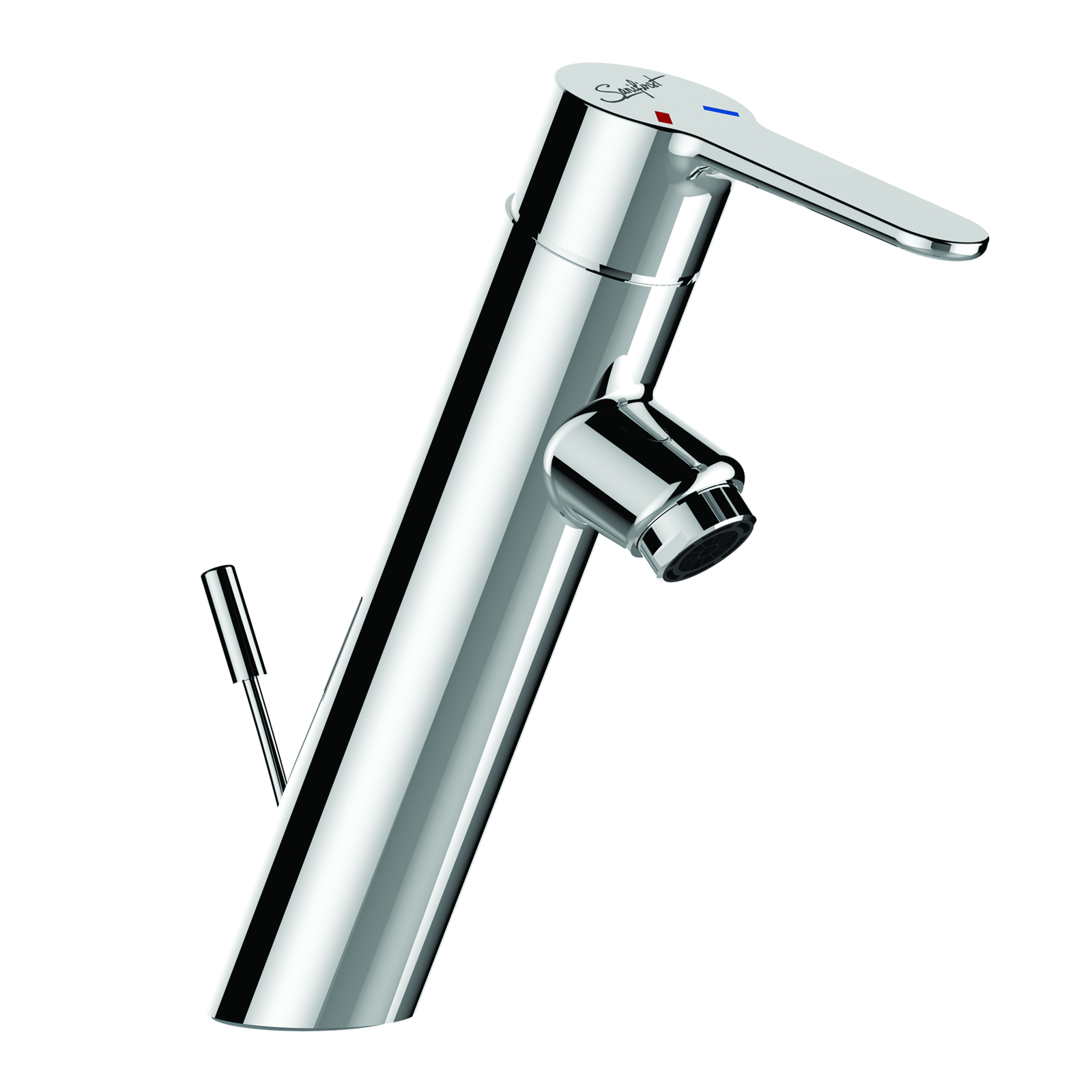 Mitigeur lavabo hospitalier hauteur 100 mm saillie 108 mm manette pleine avec vidage SANIFIRST - 74000