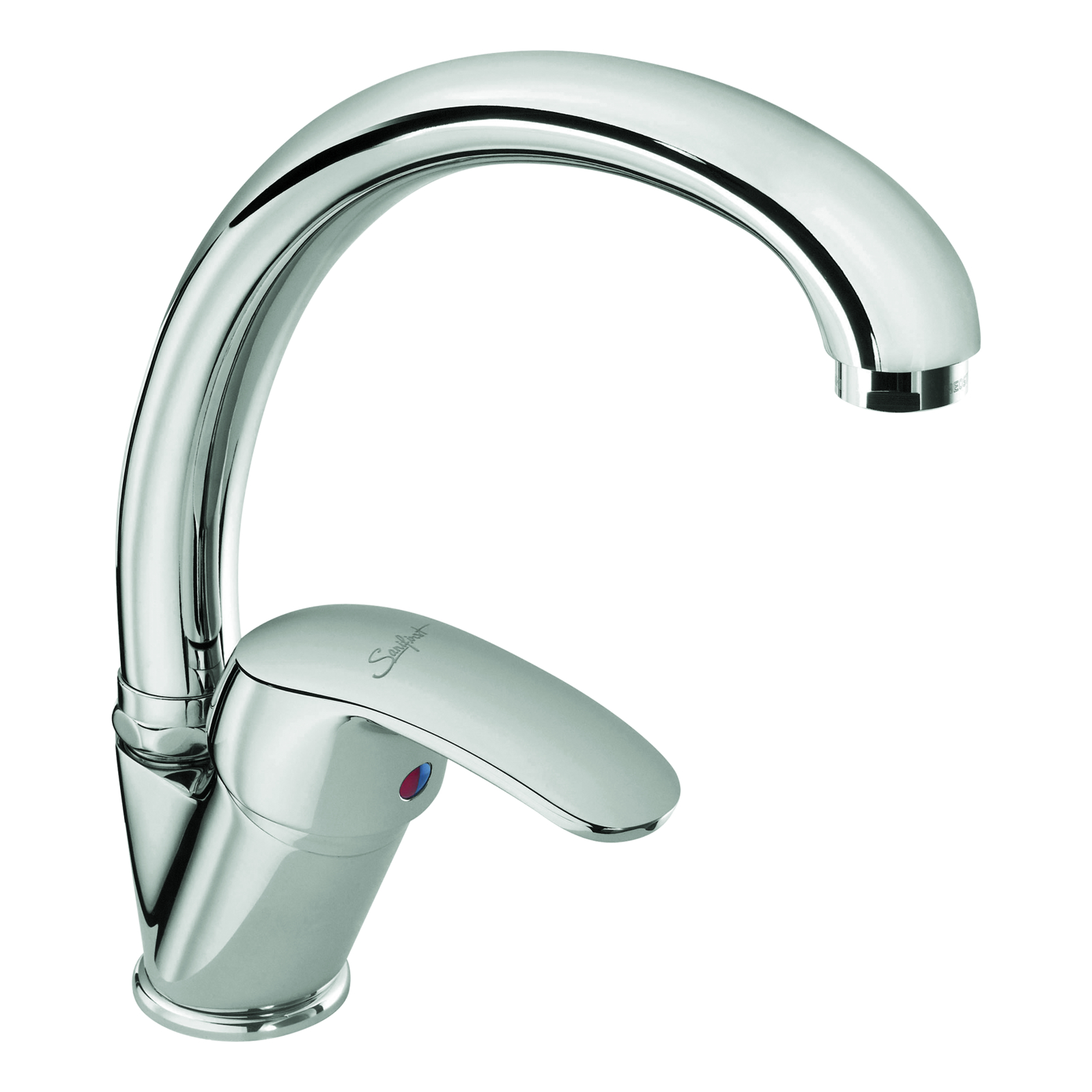 Mitigeur évier bec haut orientable manette pleine avec flexibles SANIFIRST - 75068
