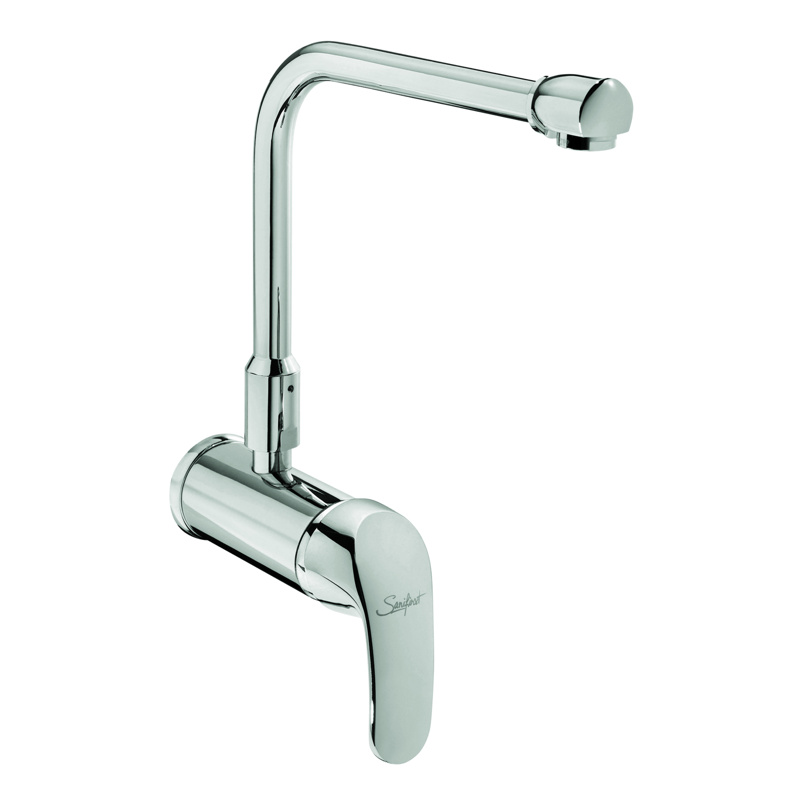 Mitigeur d'évier mural bec dessus orientable manette vers le bas SANIFIRST - 75081