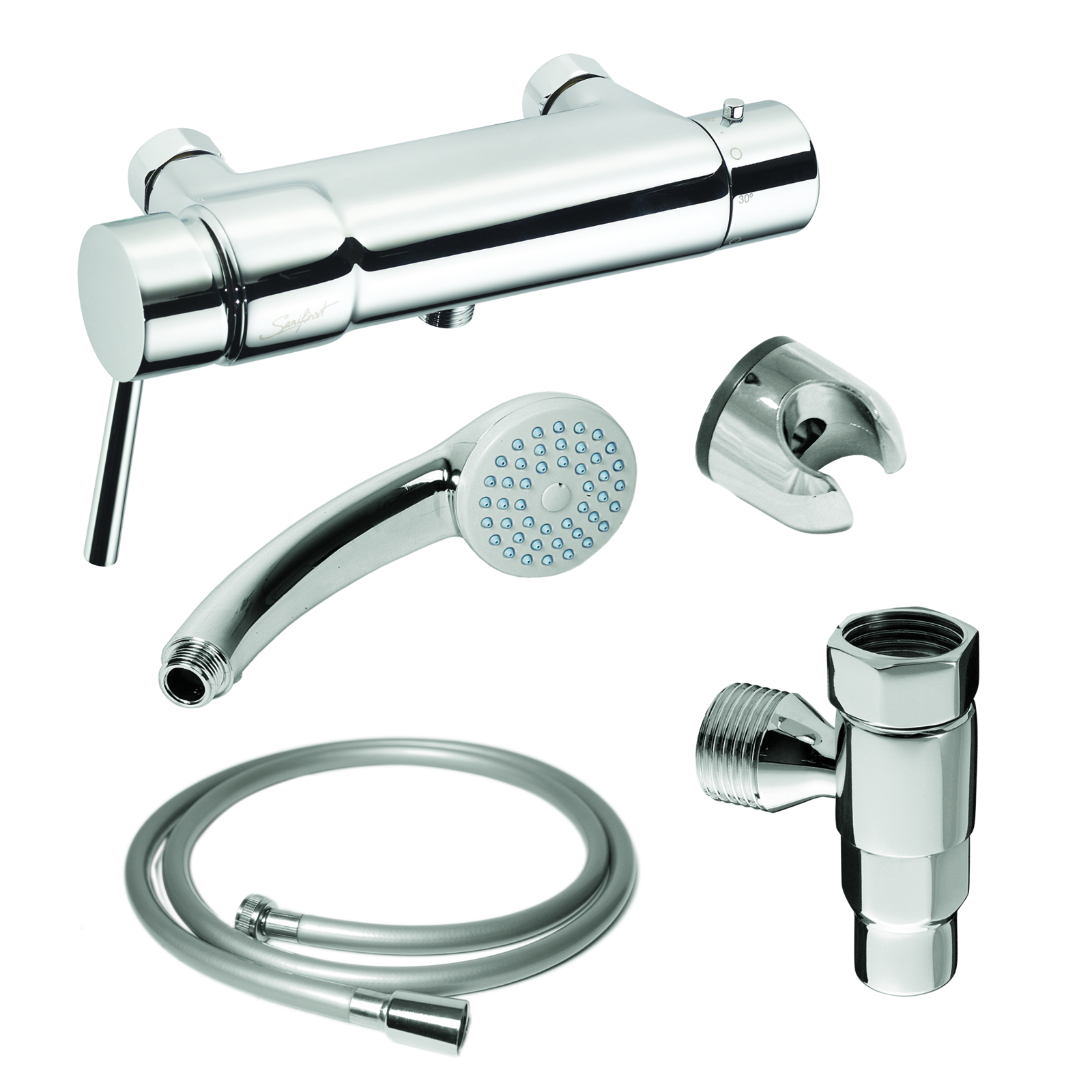 Kit douche mitigeur thermostatique douchette flexible 850 mm SANIFIRST - 75113
