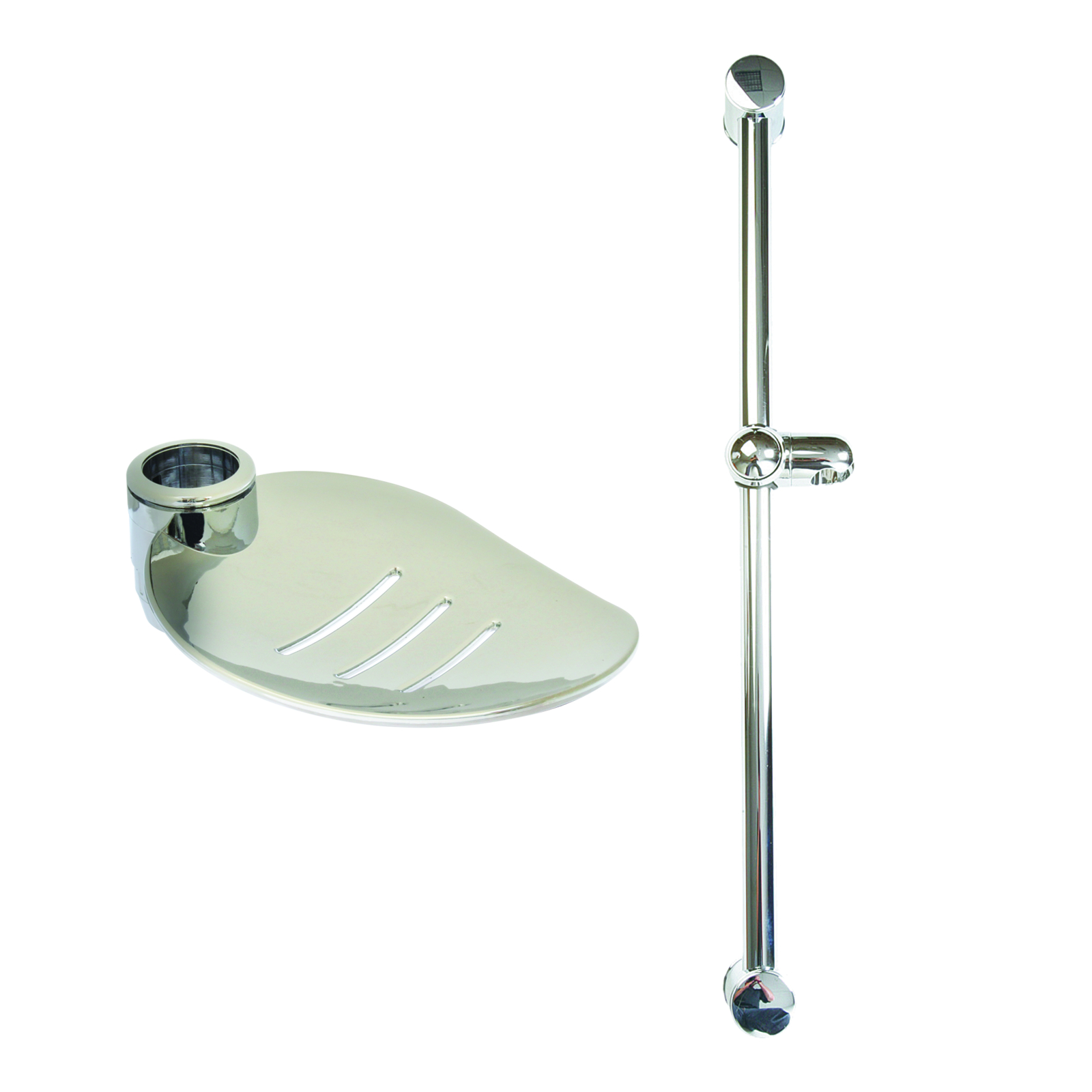 Barre de douche 600 mm Ø25 mm avec coulisseau et porte-savon chromée SANIFIRST - 75288