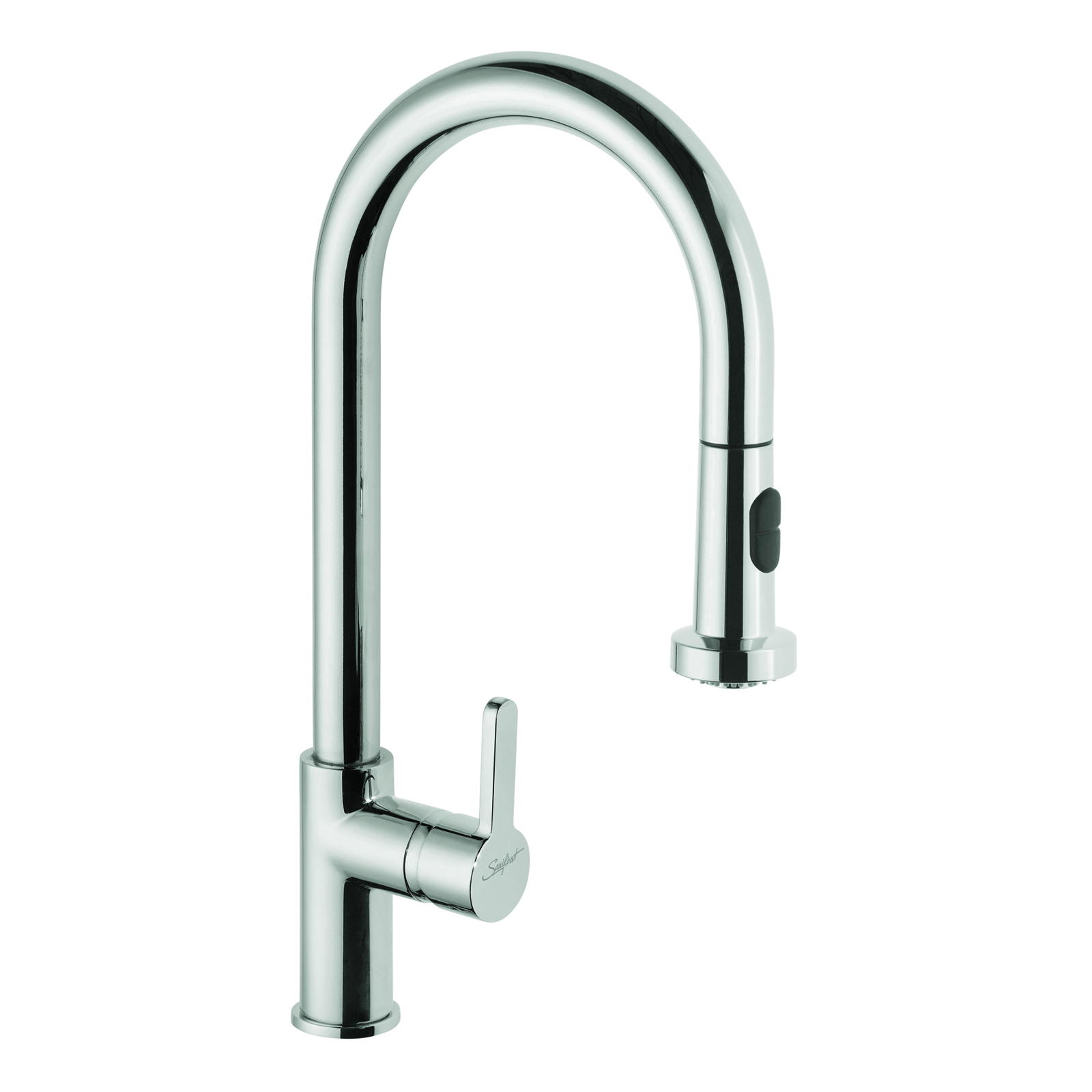Mitigeur d'évier bec orientable haut 195 mm douchette extractible SANIFIRST - 75624