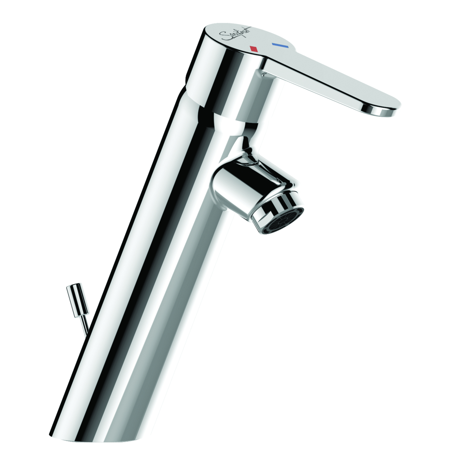 Mitigeur lavabo hospitalier Ø35 mm h100 mm manette pleine avec vidage SANIFIRST - 75844