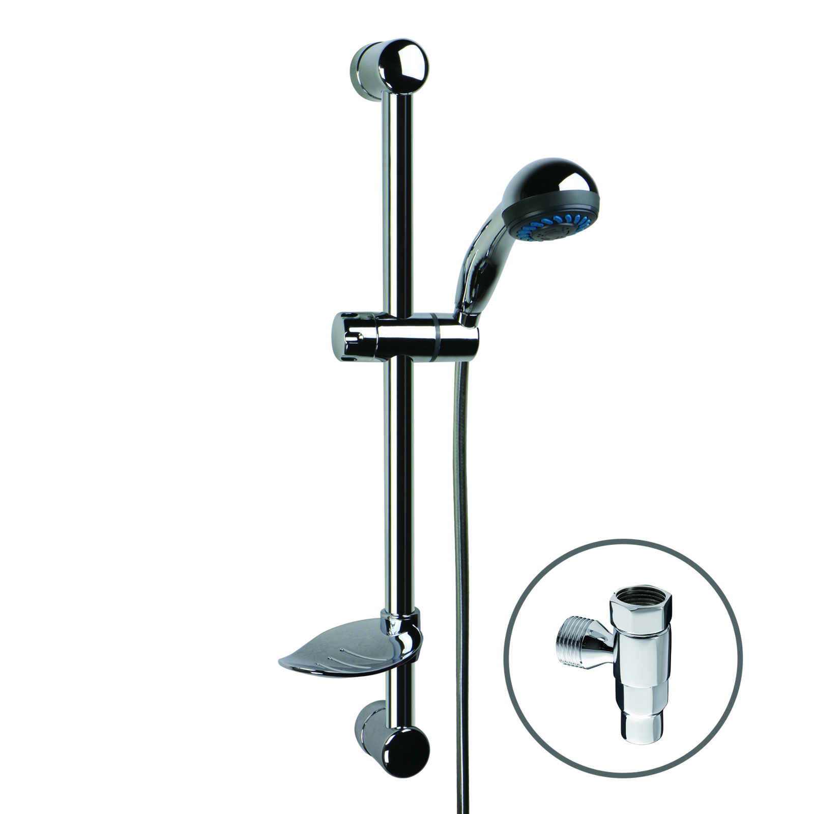 Kit douche 600 mm barre porte-savon douchette 2 jets flexible 850 mm SANIFIRST - 75931
