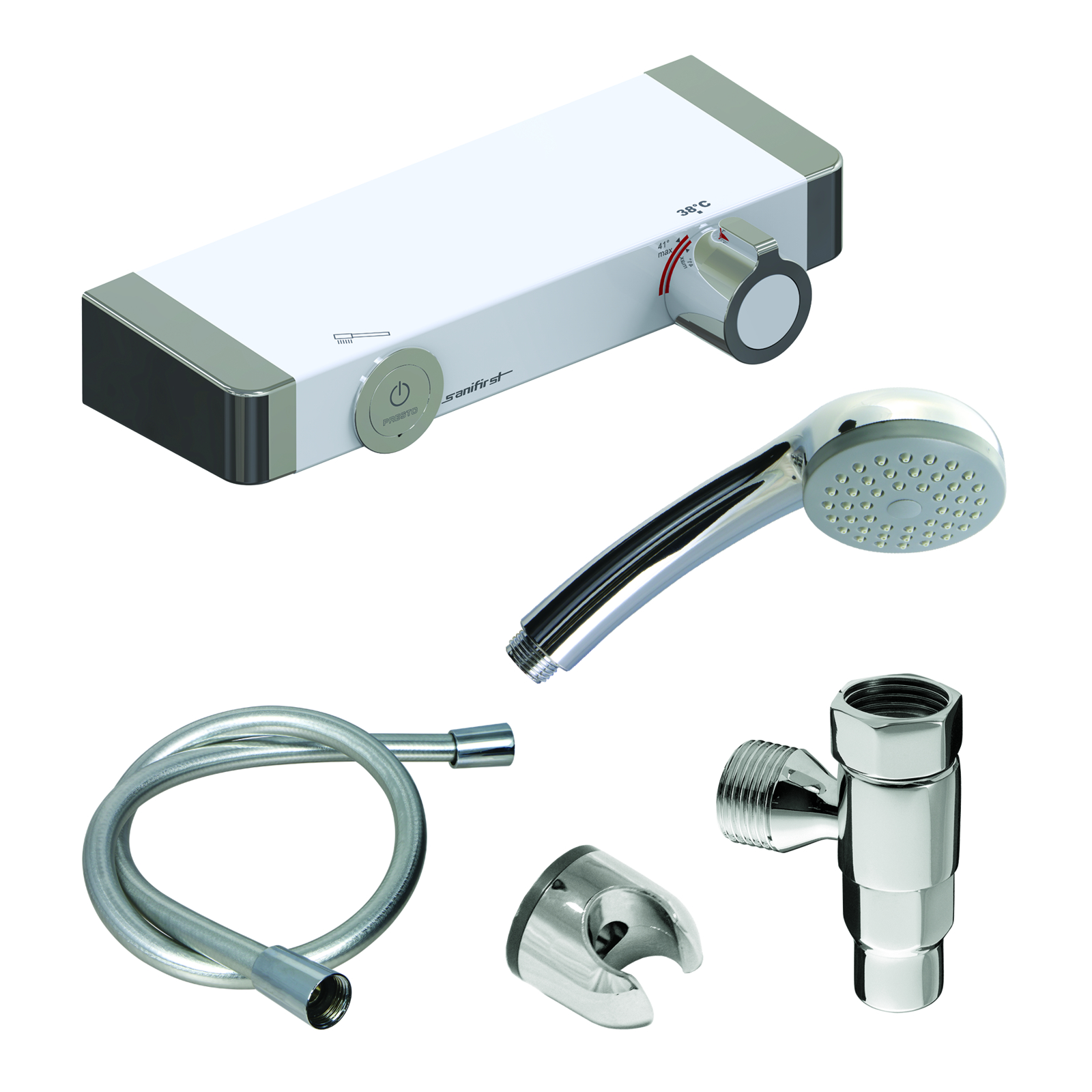Kit douche mitigeur thermostatique 1 jet 850 mm avec support et raccord anti-stagnation SANIFIRST - 75960