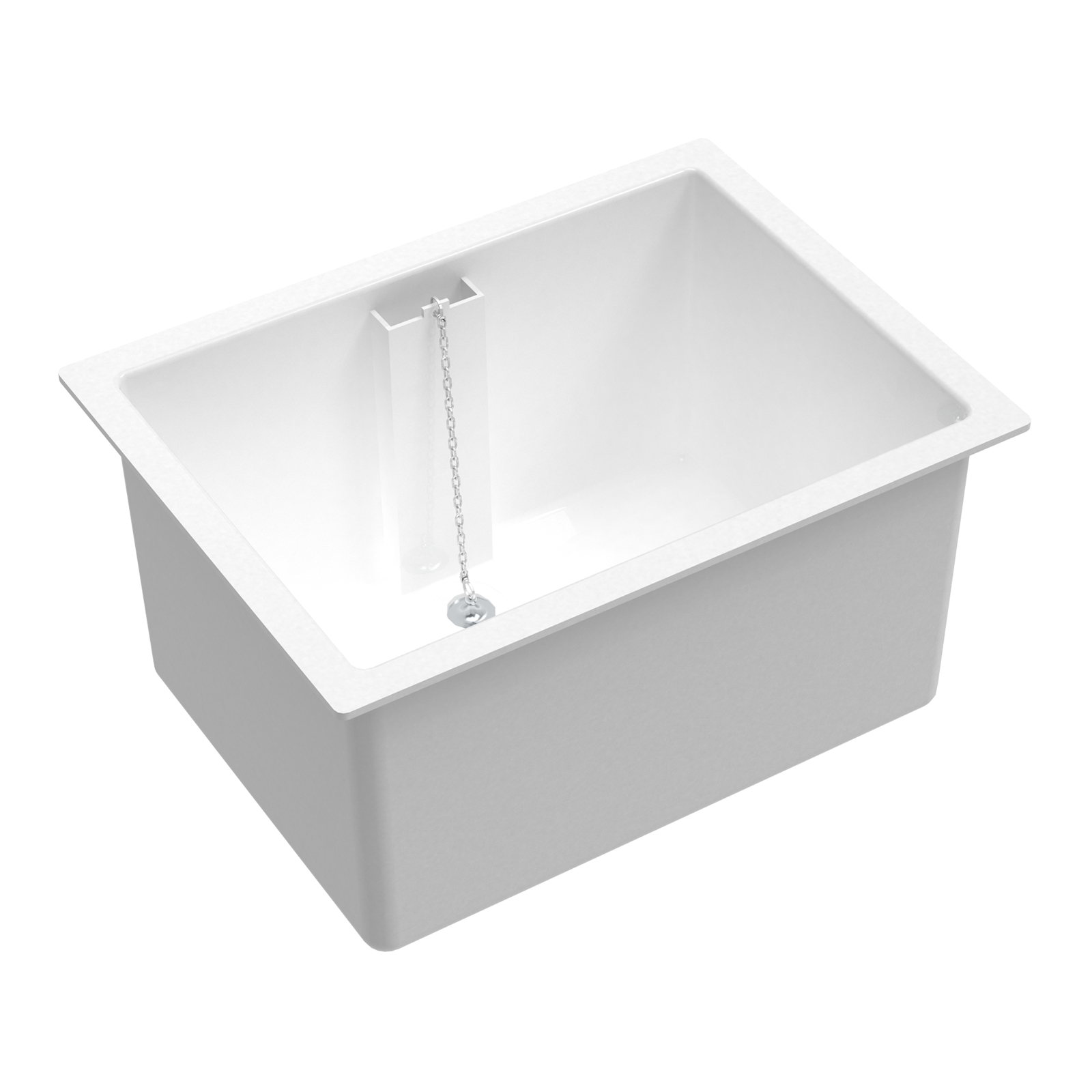 Bac évacuation simple blanc 45x60 cm avec trop-plein et bonde SANIFIRST - 77031