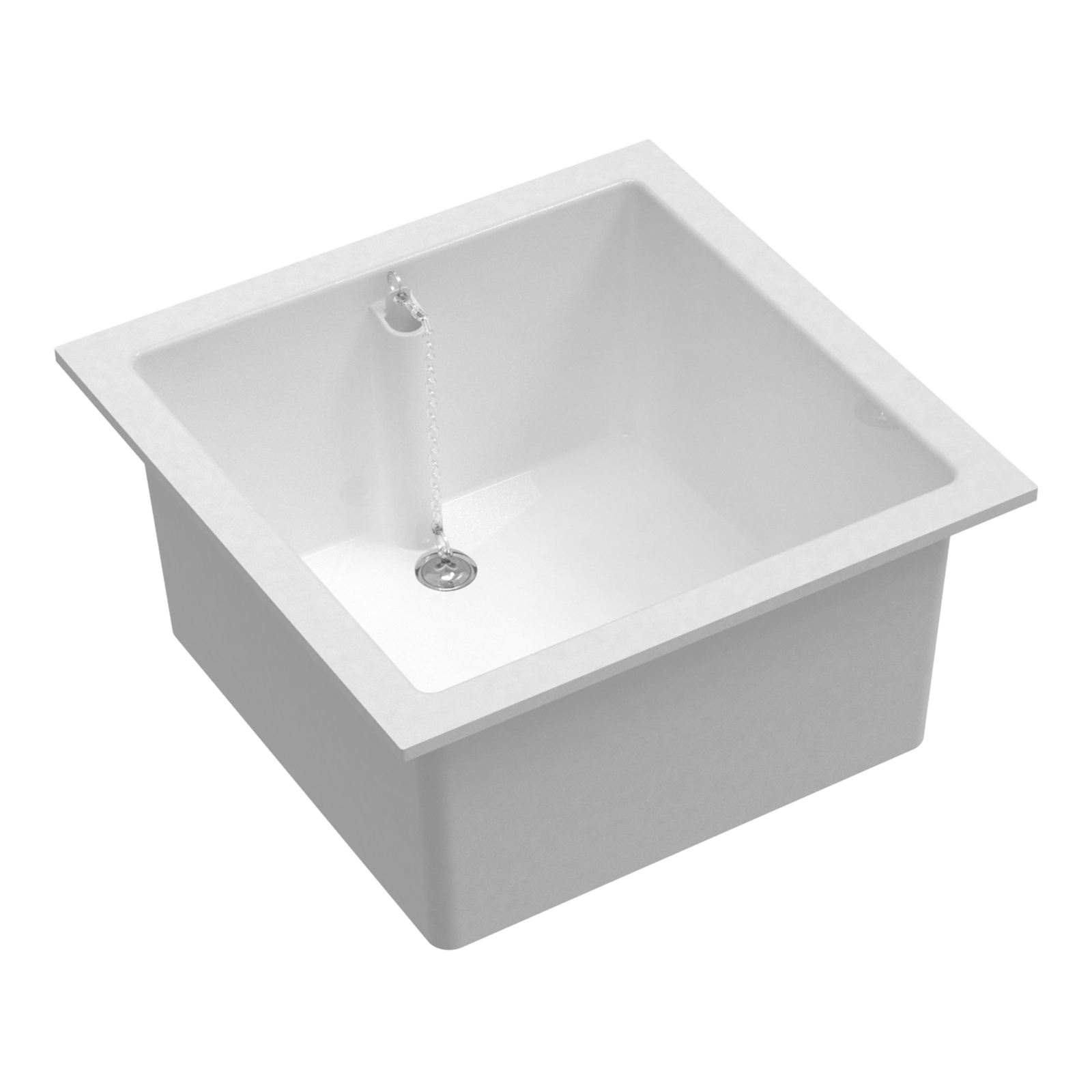 Bac évacuation simple blanc 45 x 45 cm avec trop-plein et bonde SANIFIRST - 77041