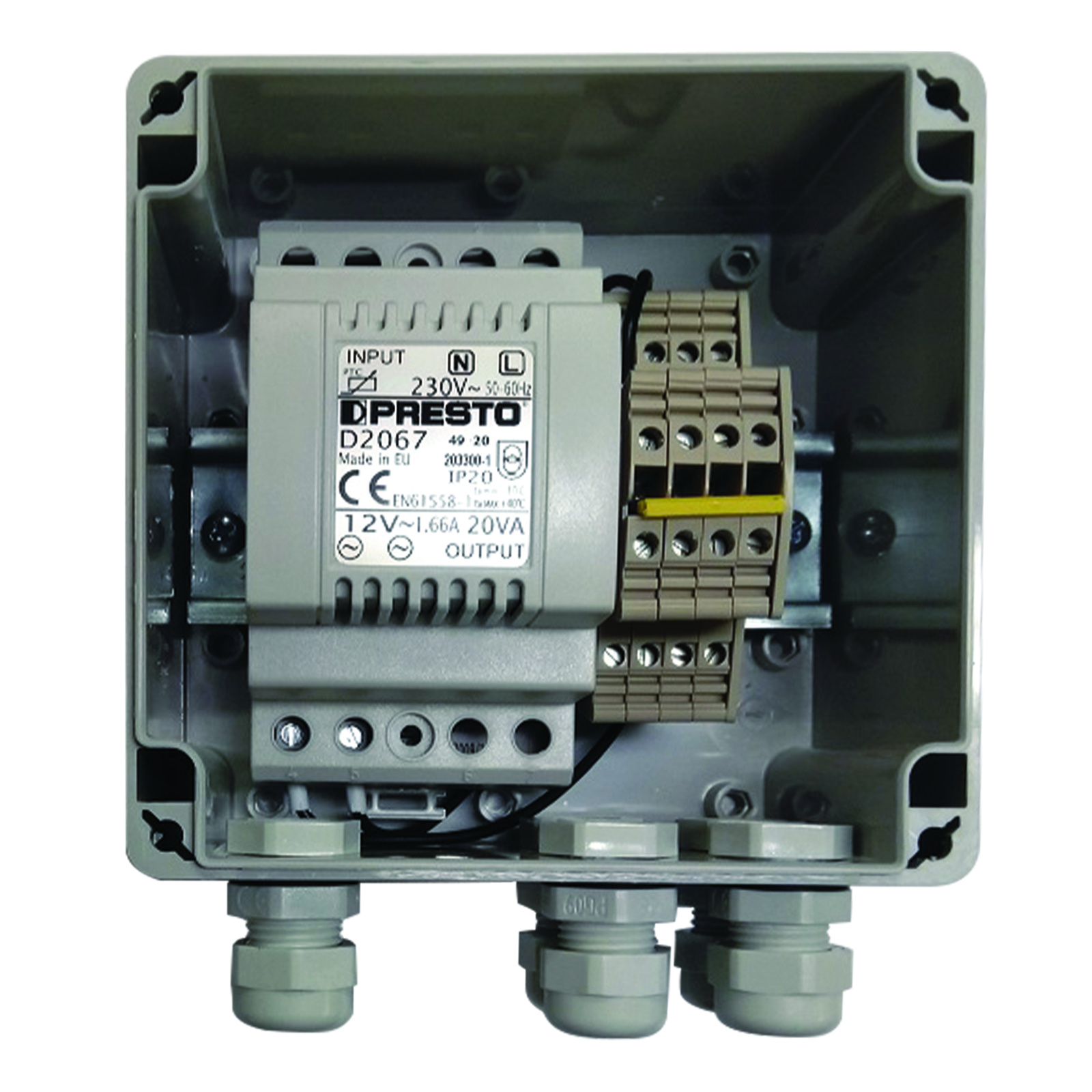 Transformateur 230 V / 12 V AC boîtier étanche IP65 18 VA 1-5 robinets PRESTO - 90685