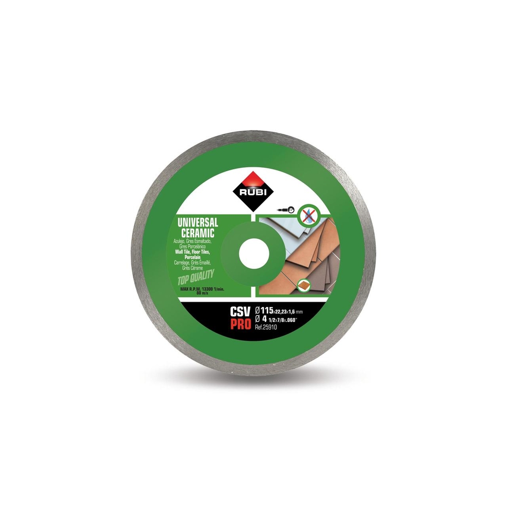 Dalles en céramique lame diamant jante continue csv 115 pro RUBI - 25910