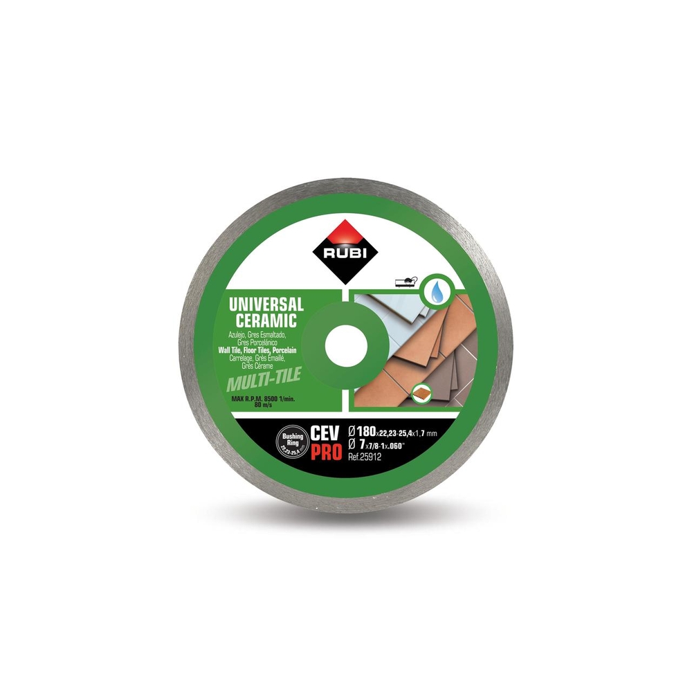 Disque diamant général continu pour céramique cev 180 pro RUBI - 25912