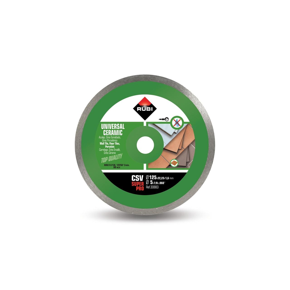 Disque de diamant général céramique jante continue csv 125 superpro RUBI - 30883