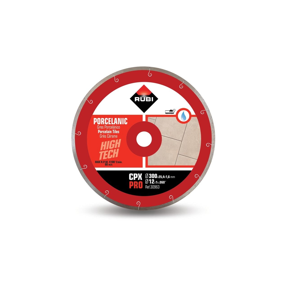 Disque diamant pour grès cérame gris 300 mm cpx 300 pro RUBI - 30963