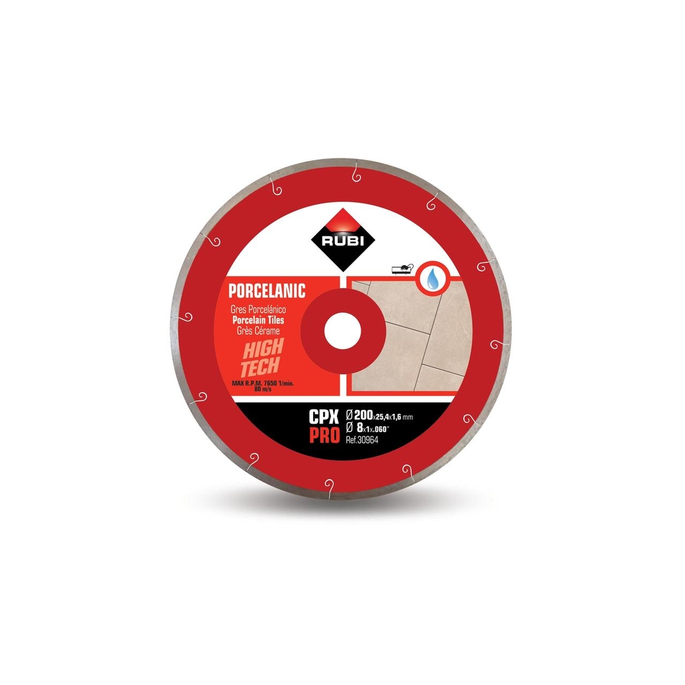 Disque diamant pour grès cérame gris 200 mm cpx 200 pro RUBI - 30964