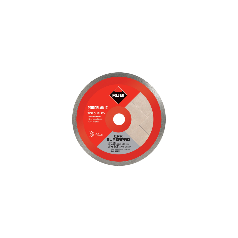 Disque diamanté pour grès porcelaine jante continue cpr 115 superpro RUBI - 30972