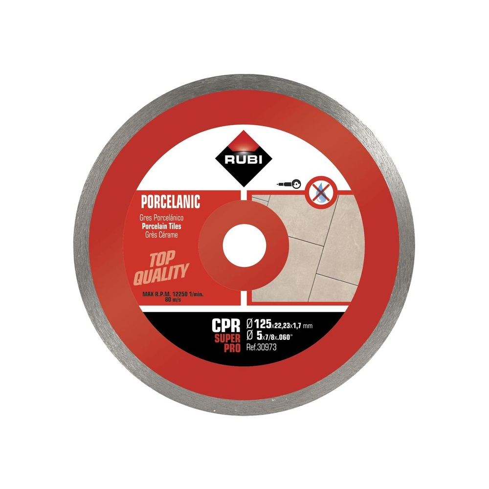 Disque diamant grès porcelaine jante continue cpr 125 superpro RUBI - 30973