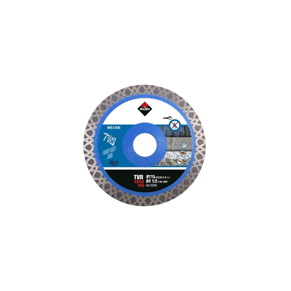 Disque diamanté matériau dur TURBO VIPER - TVR 115 super pro RUBI - 30986