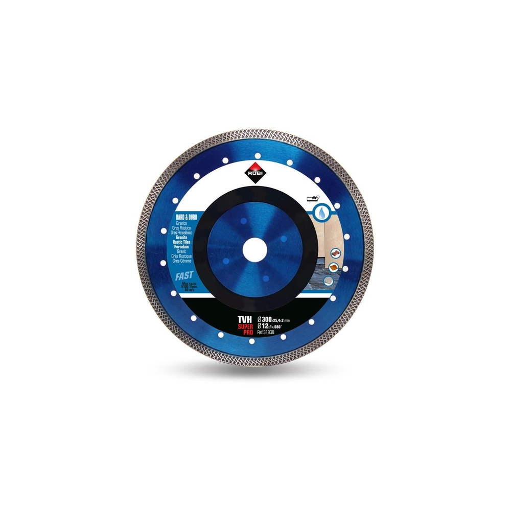 Disque à tronçonner diamanté pour matériaux durs 300 mm tvh 300 superpro RUBI - 31938