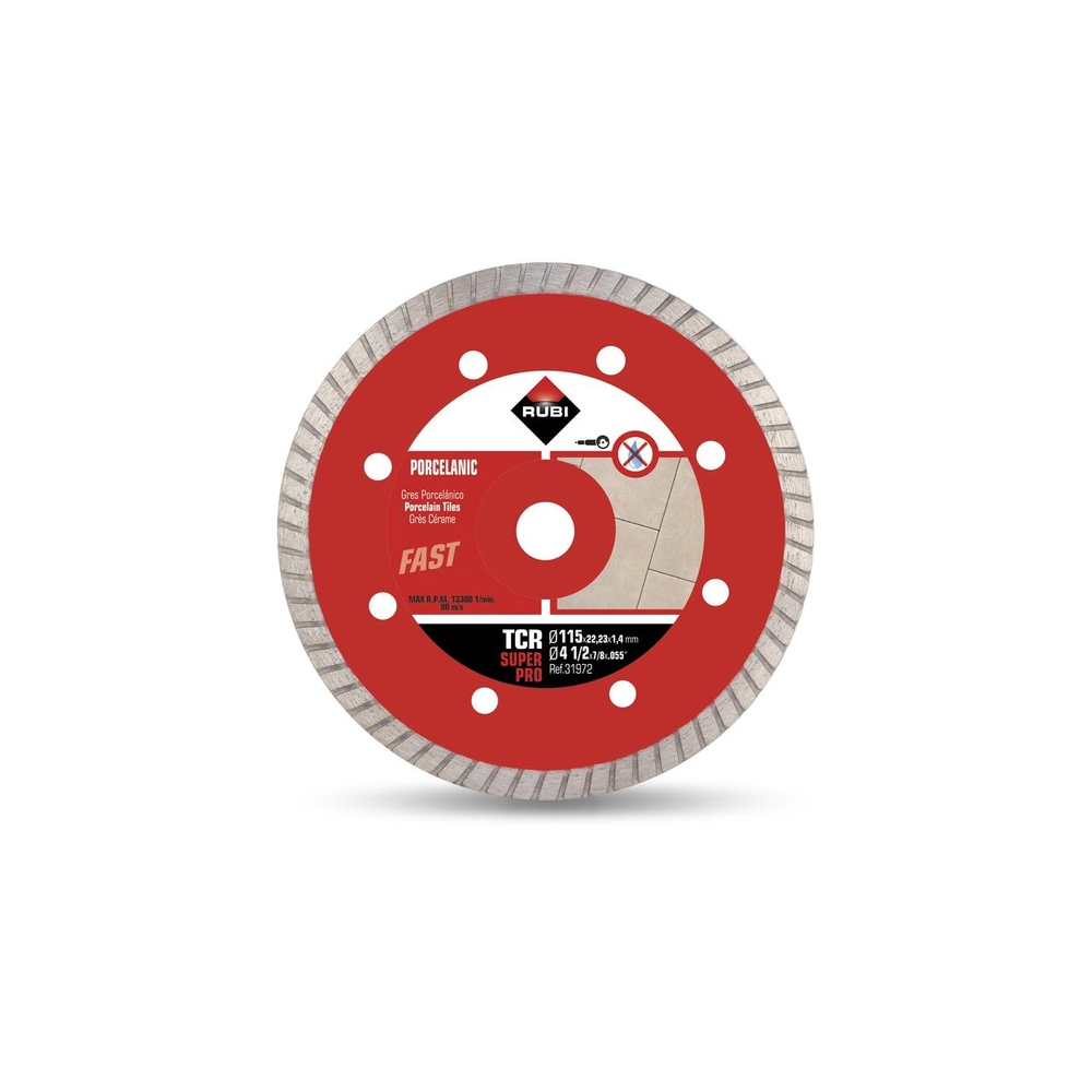 Disque à tronçonner diamanté turbo pour le grès cérame tcr 115 superpro RUBI - 31972