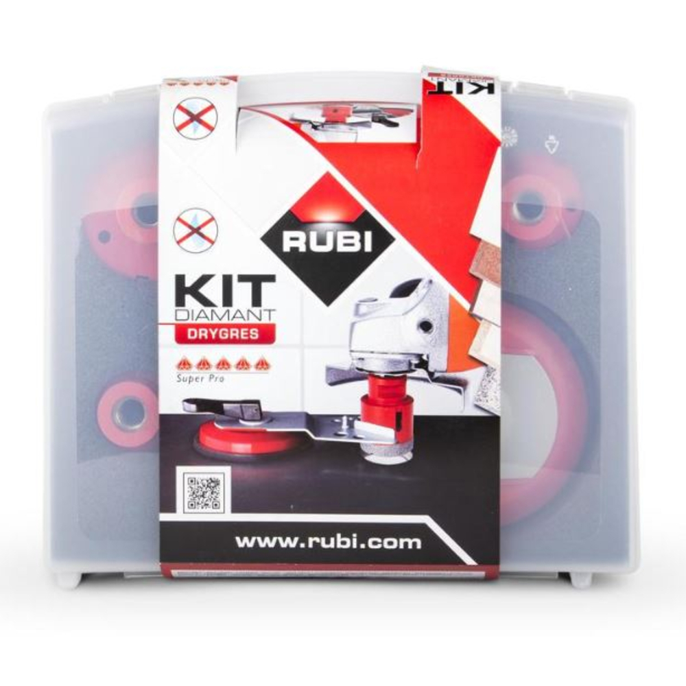 Kit 5 Trépans de diamant coupe à sec de Ø 28, 35, 43, 50 et 68 mm drygres RUBI - 50936