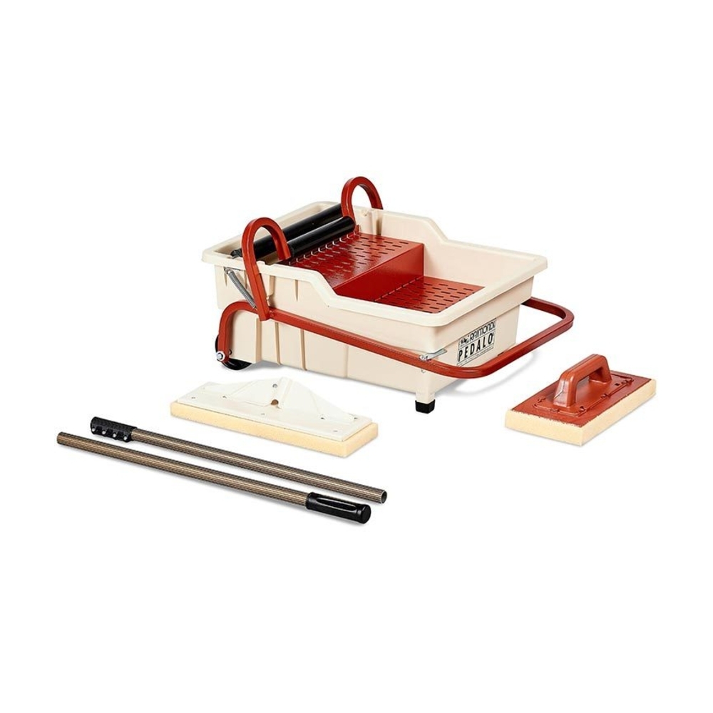 Bac de Lavage à Pédale 40L avec Frottoirs Éponge et Manche Aluminium - RAIMONDI - 11145