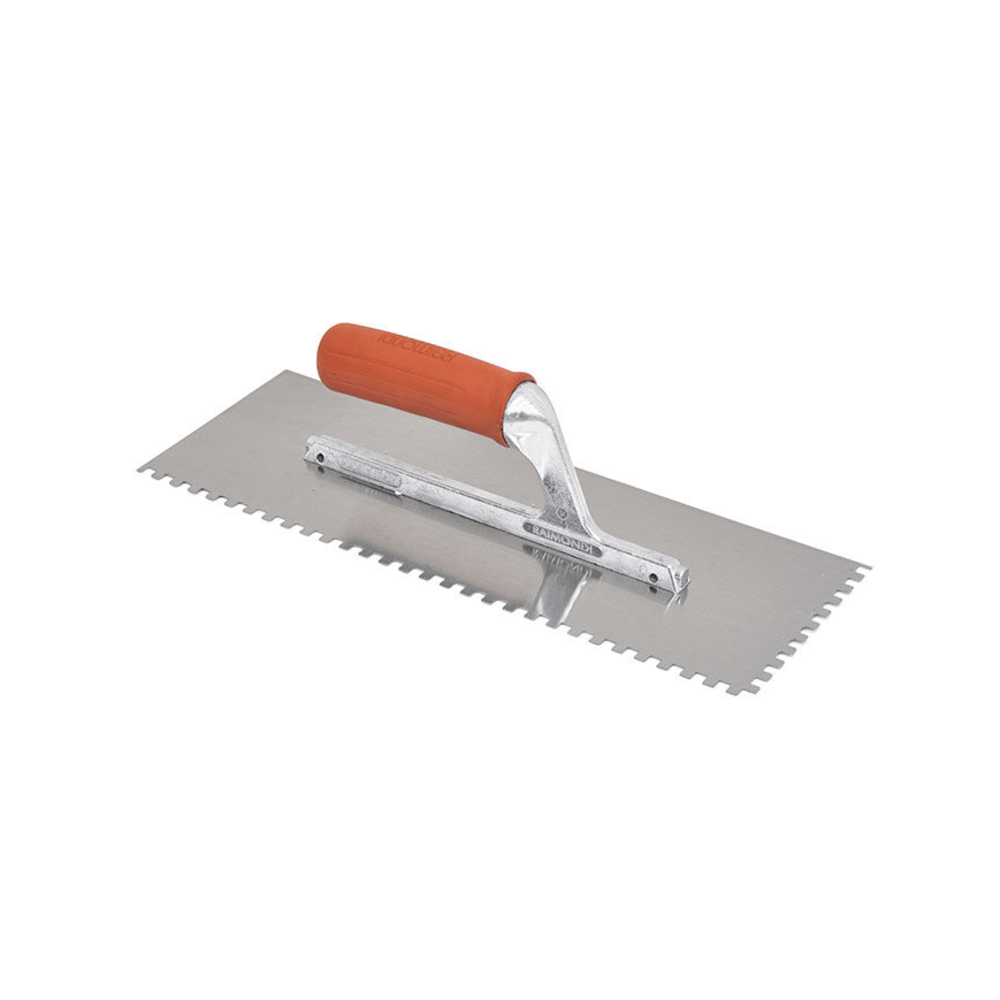 Platoir Acier Denté 36x13cm - Poignée Caoutchouc 6x6 - RAIMONDI - 11331