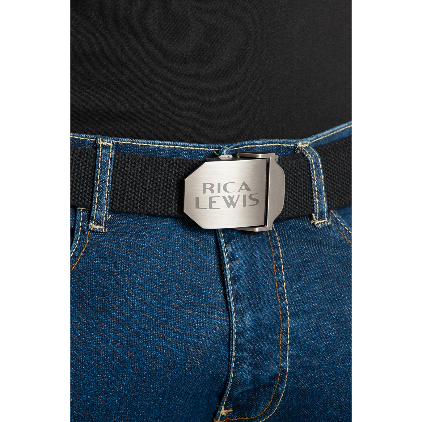 Ceinture à boucle coulissante ADMIRAL noir 135cm RICA LEWIS - ADMIRAL29135