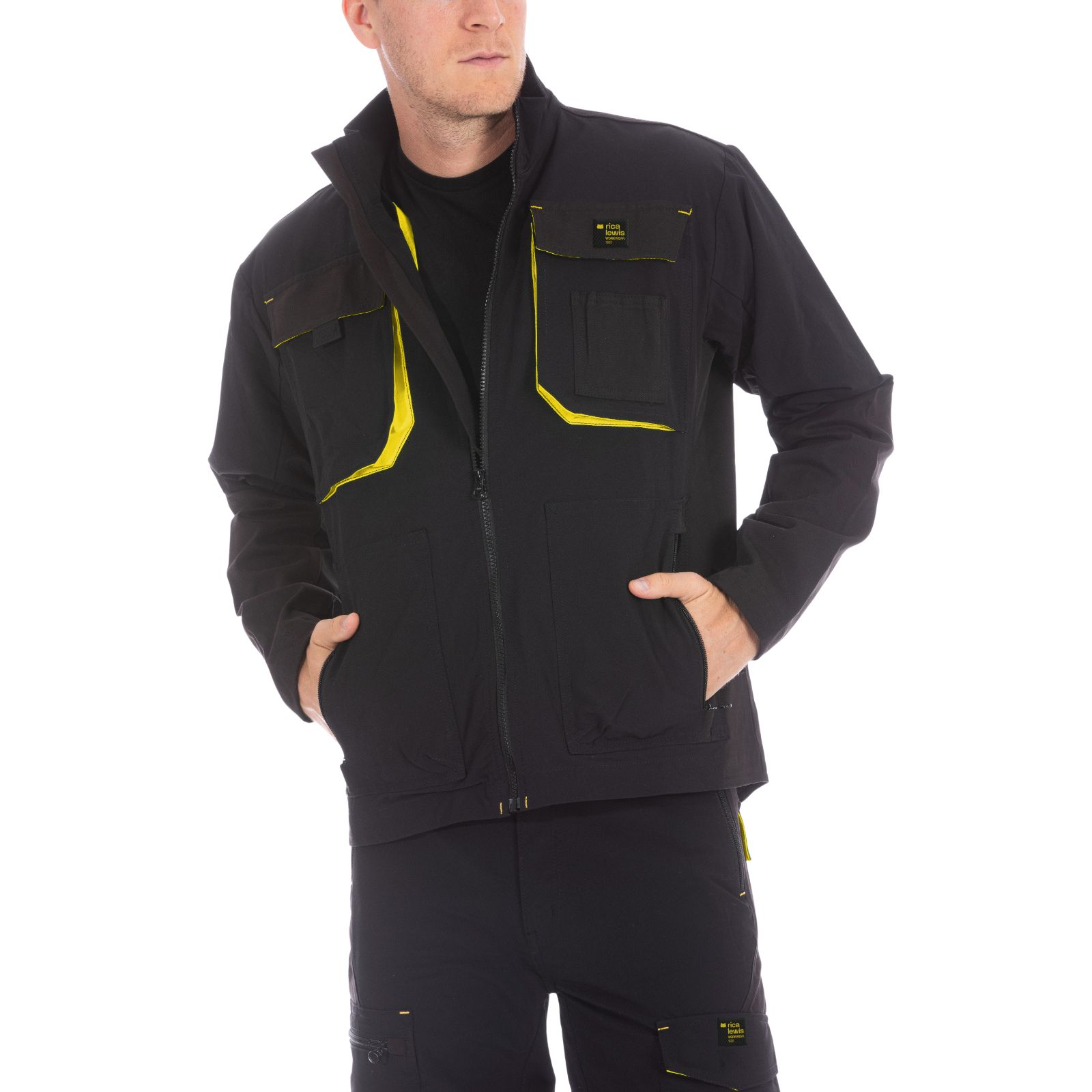 Veste technique de travail en tissu bi-stretch GRID noir - RICA LEWIS 