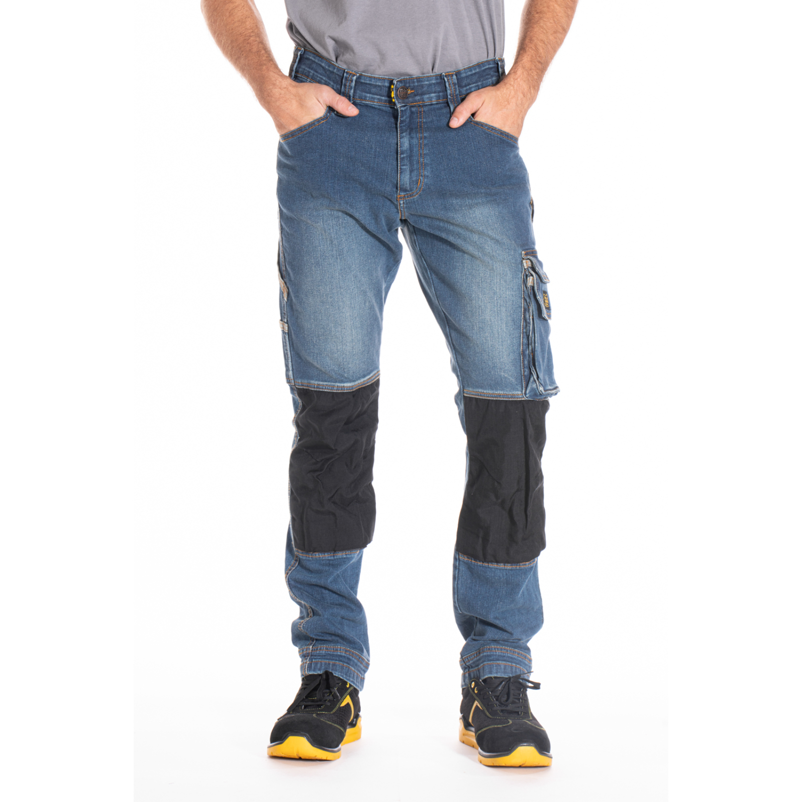 Jeans de travail stretch avec emplacement genouillères JOBPRO stone brossé - RICA LEWIS 