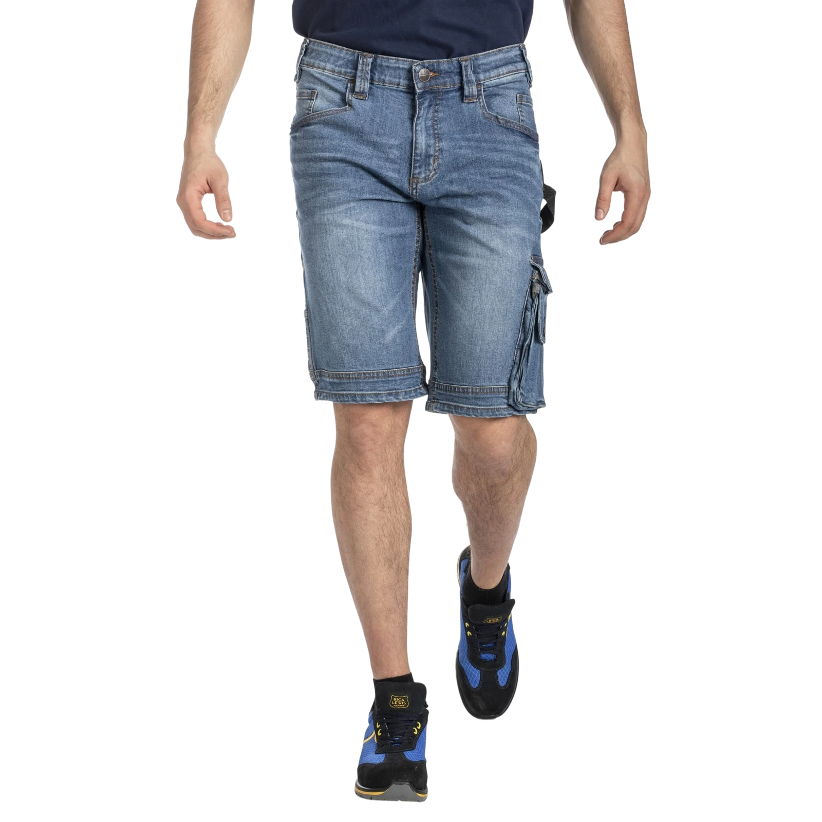 Bermuda de travail multi-poches denim stretch SUNJOBA brossé - RICA LEWIS 