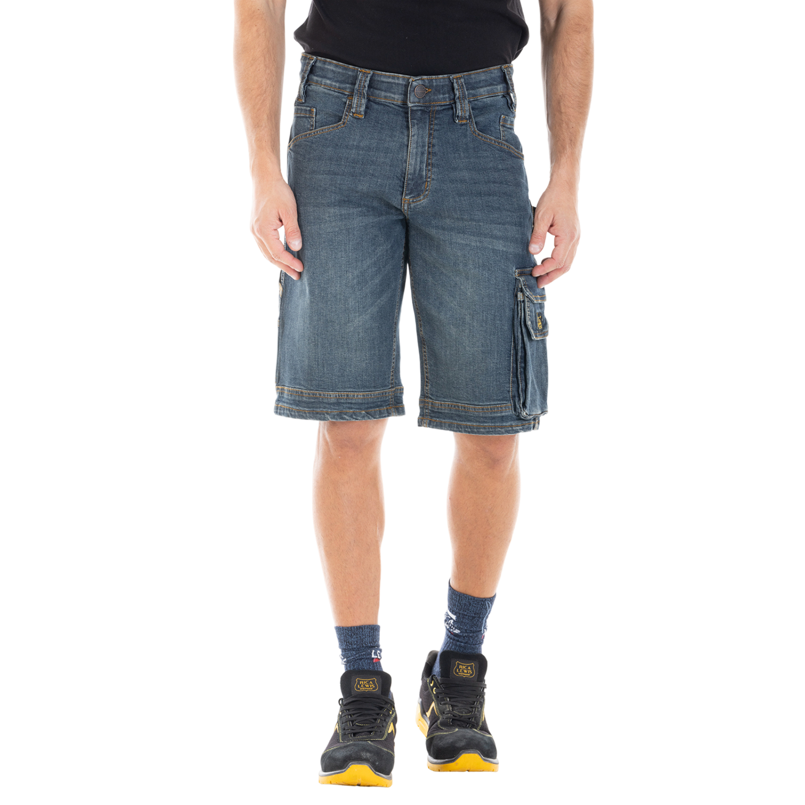 Bermuda de travail multi-poches denim stretch SUNJOBD brossé - RICA LEWIS 