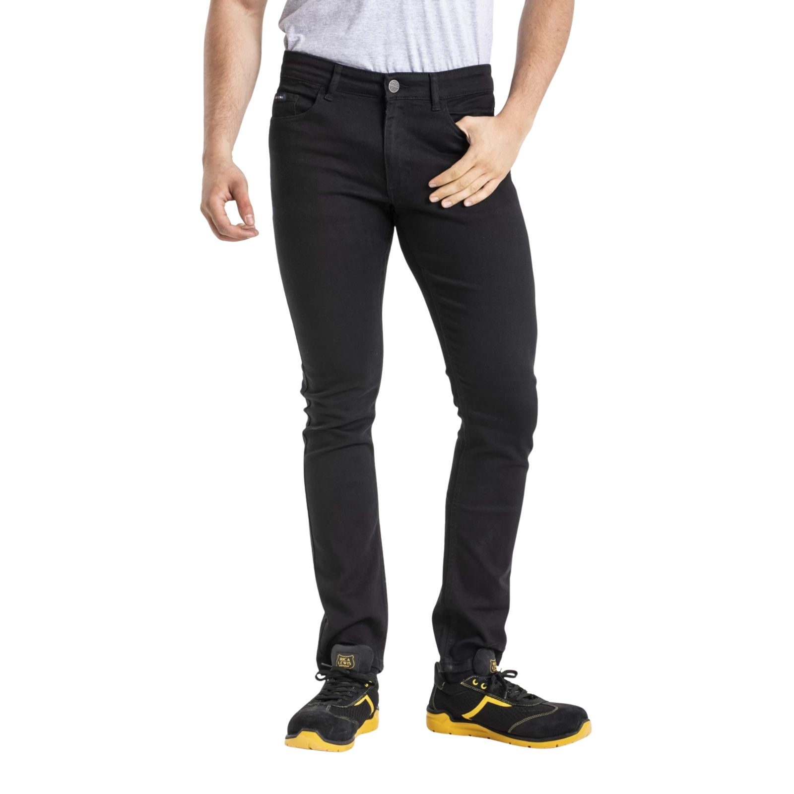 Jeans de travail coupe droite ajustée twill stretch WORK9 noir - RICA LEWIS 